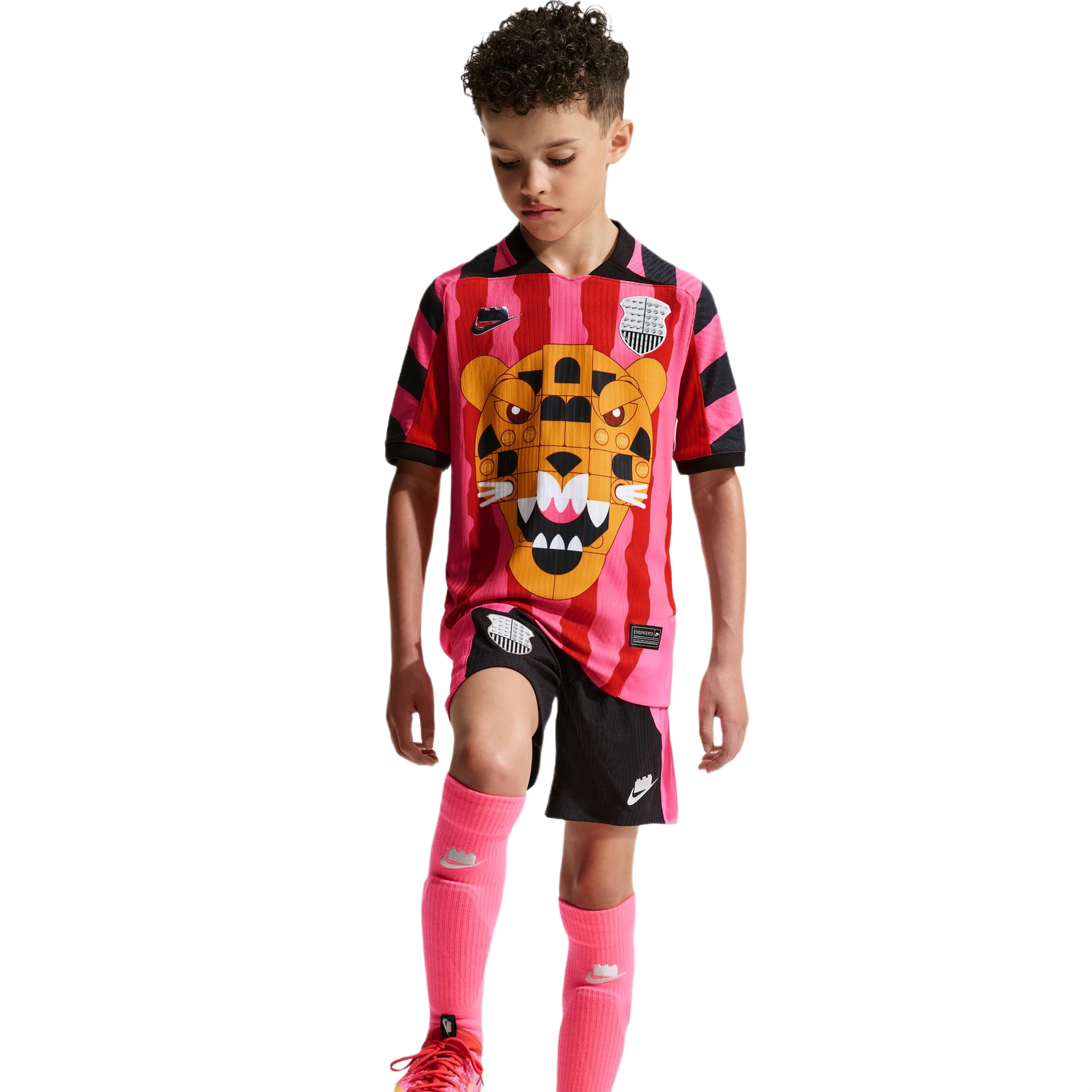Nike x LEGO Collection Aero-FIT Big Kids' Pink/Red Soccer Jersey