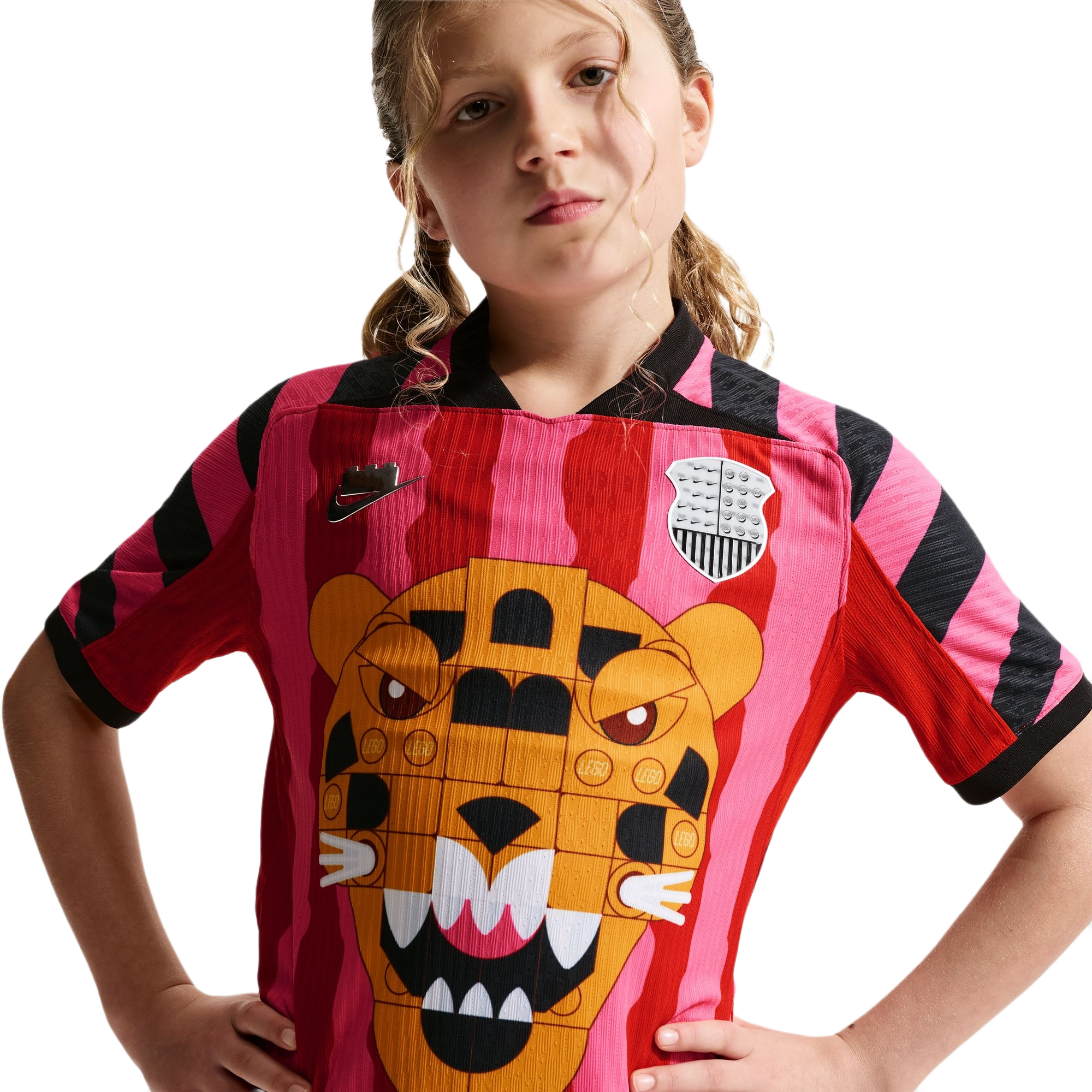 Nike x LEGO Collection Aero-FIT Big Kids' Pink/Red Soccer Jersey