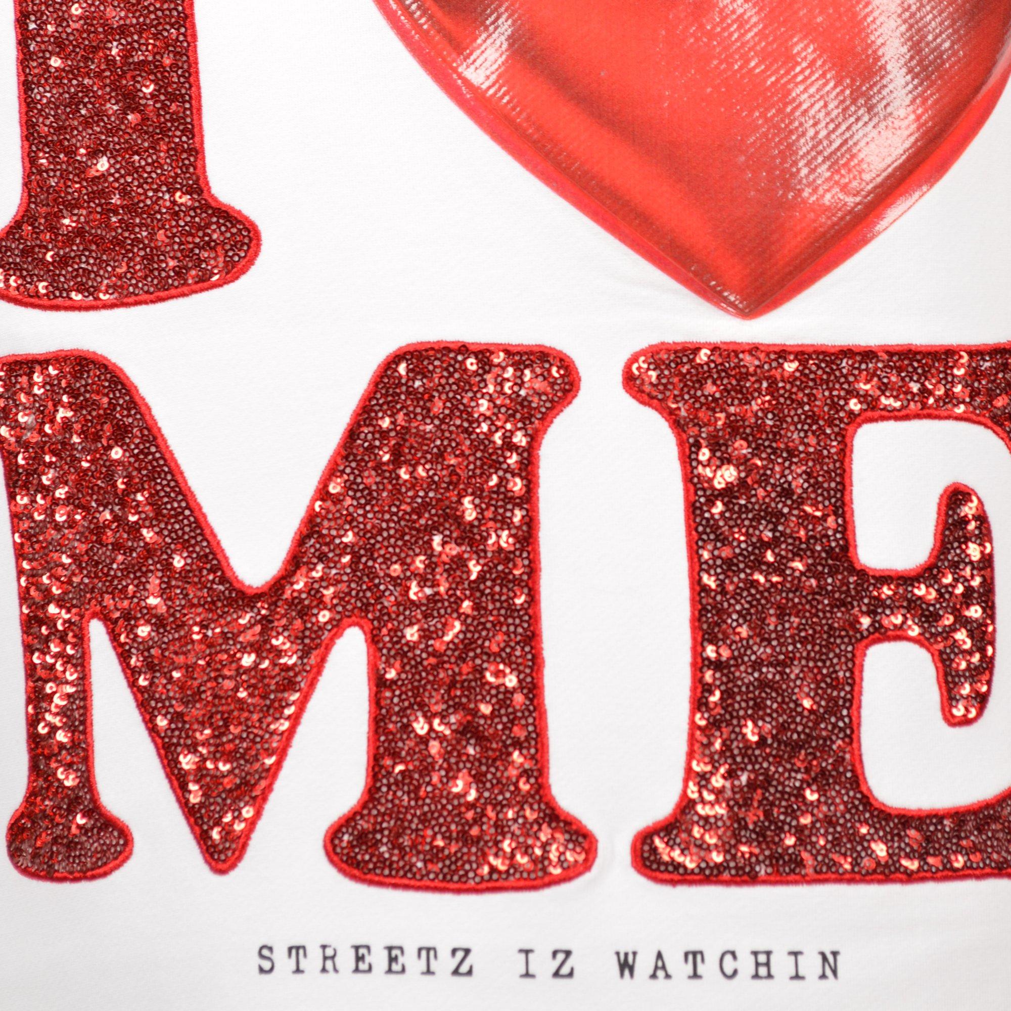 Streetz Iz Watchin Big Girls' I Love Me Baby Tee - WHITE/RED Thumbnail View 4
