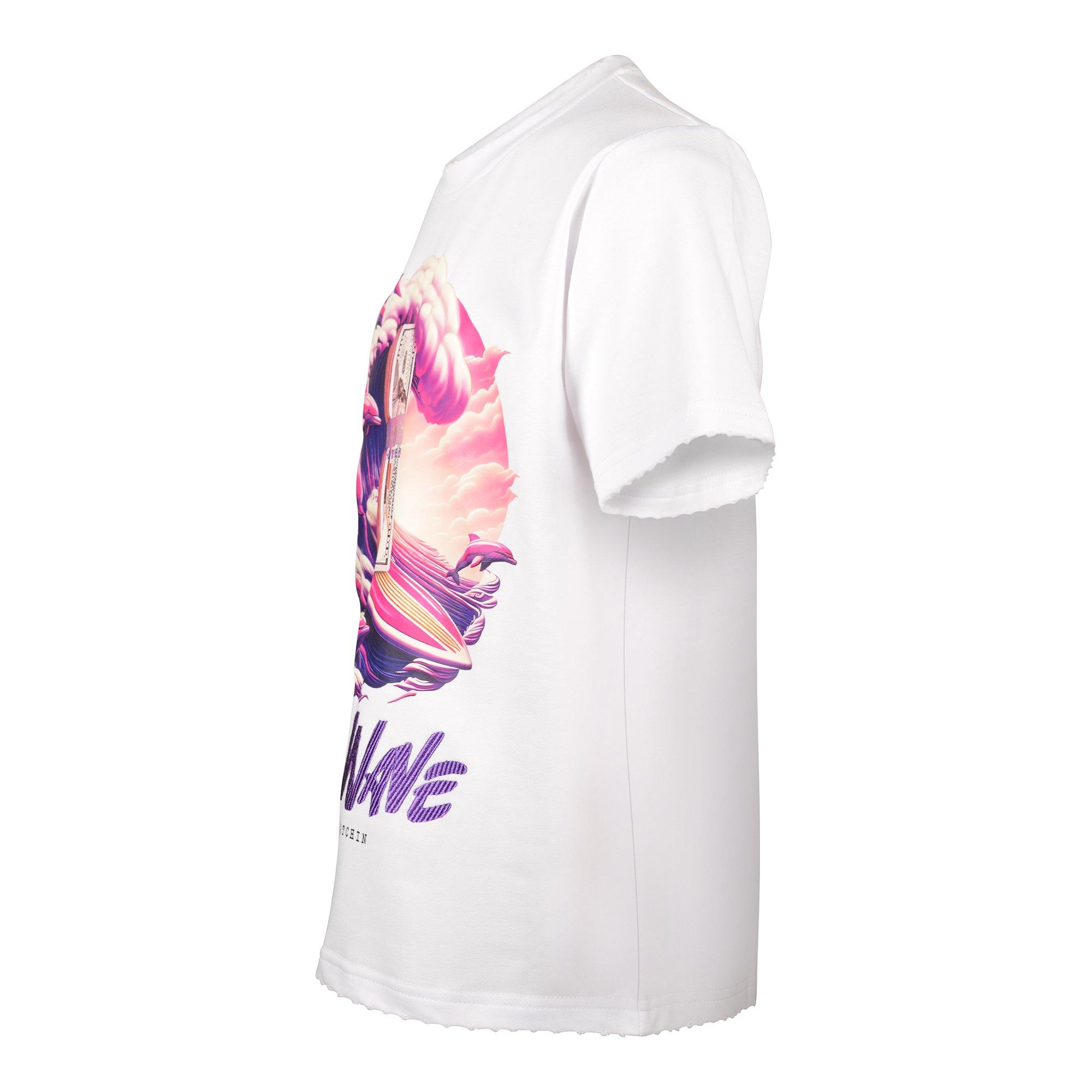 Streetz Iz Watchin Big Girls' Money Wave Tee - WHITE/PINK/PURPLE Thumbnail View 3