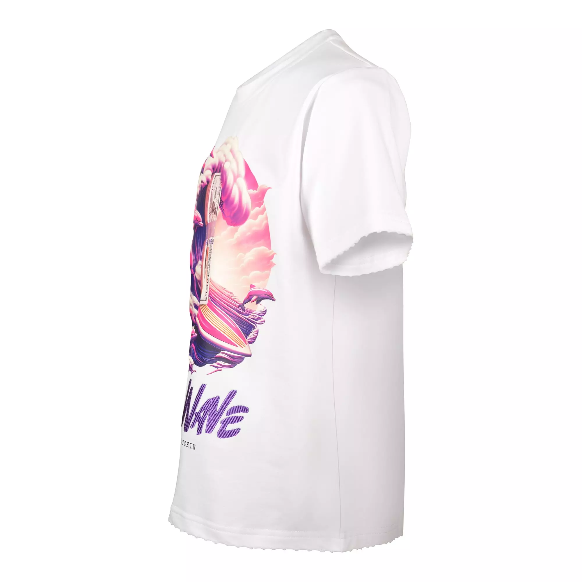 Streetz Iz Watchin Big Girls' Money Wave Tee - WHITE/PINK/PURPLE