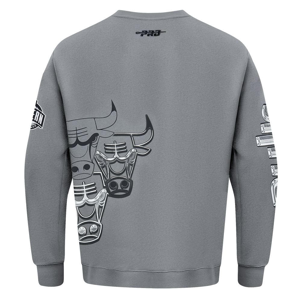 Pro Standard Chicago Bulls Grey Pack Fleece Crew Sweater-Grey - GREY Thumbnail View 2