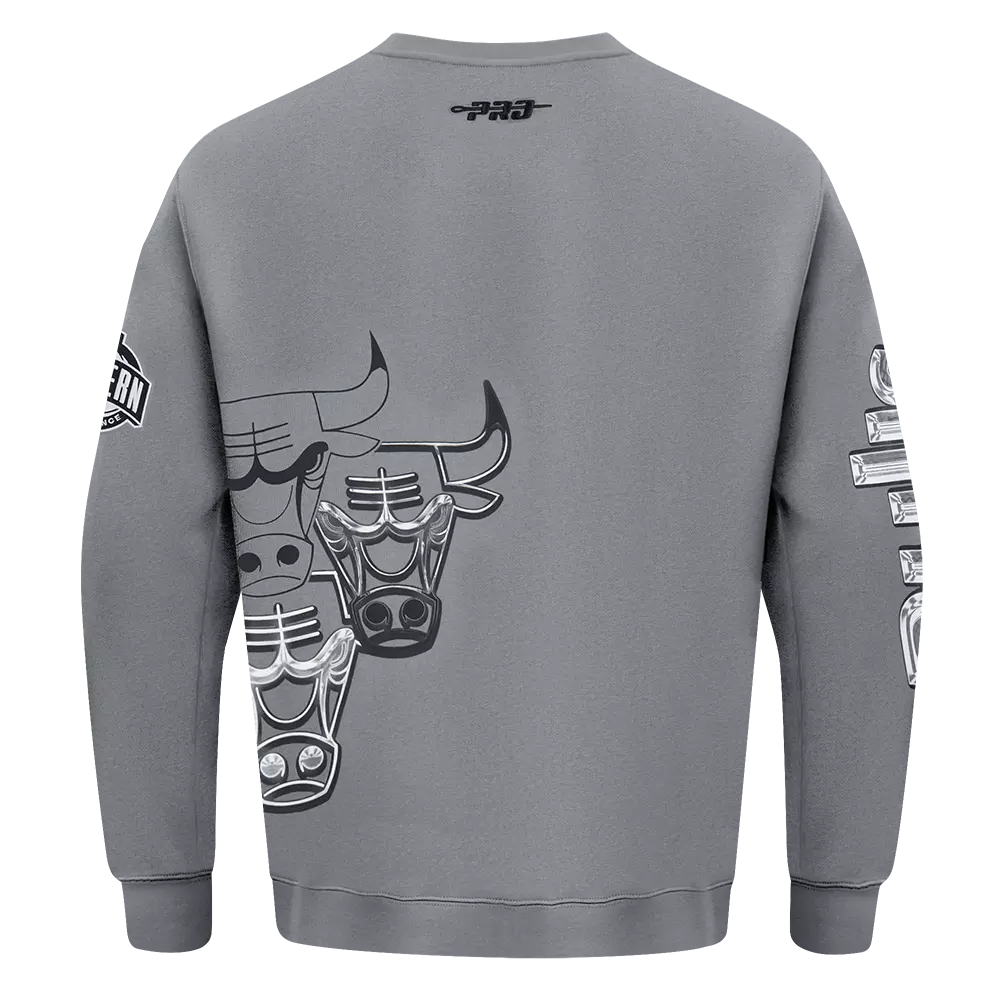 Pro Standard Chicago Bulls Grey Pack Fleece Crew Sweater-Grey - GREY