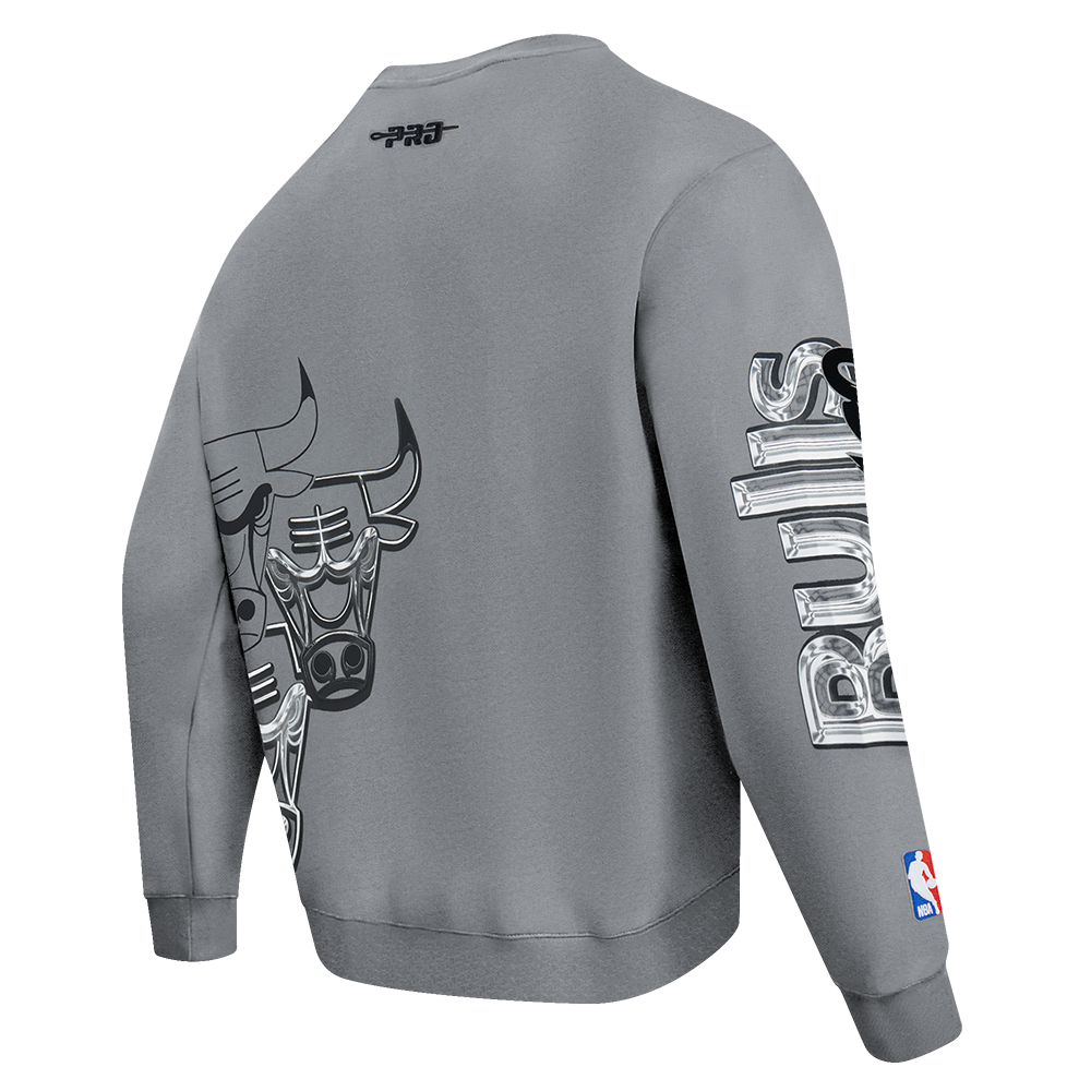 Pro Standard Chicago Bulls Grey Pack Fleece Crew Sweater-Grey - GREY Thumbnail View 4