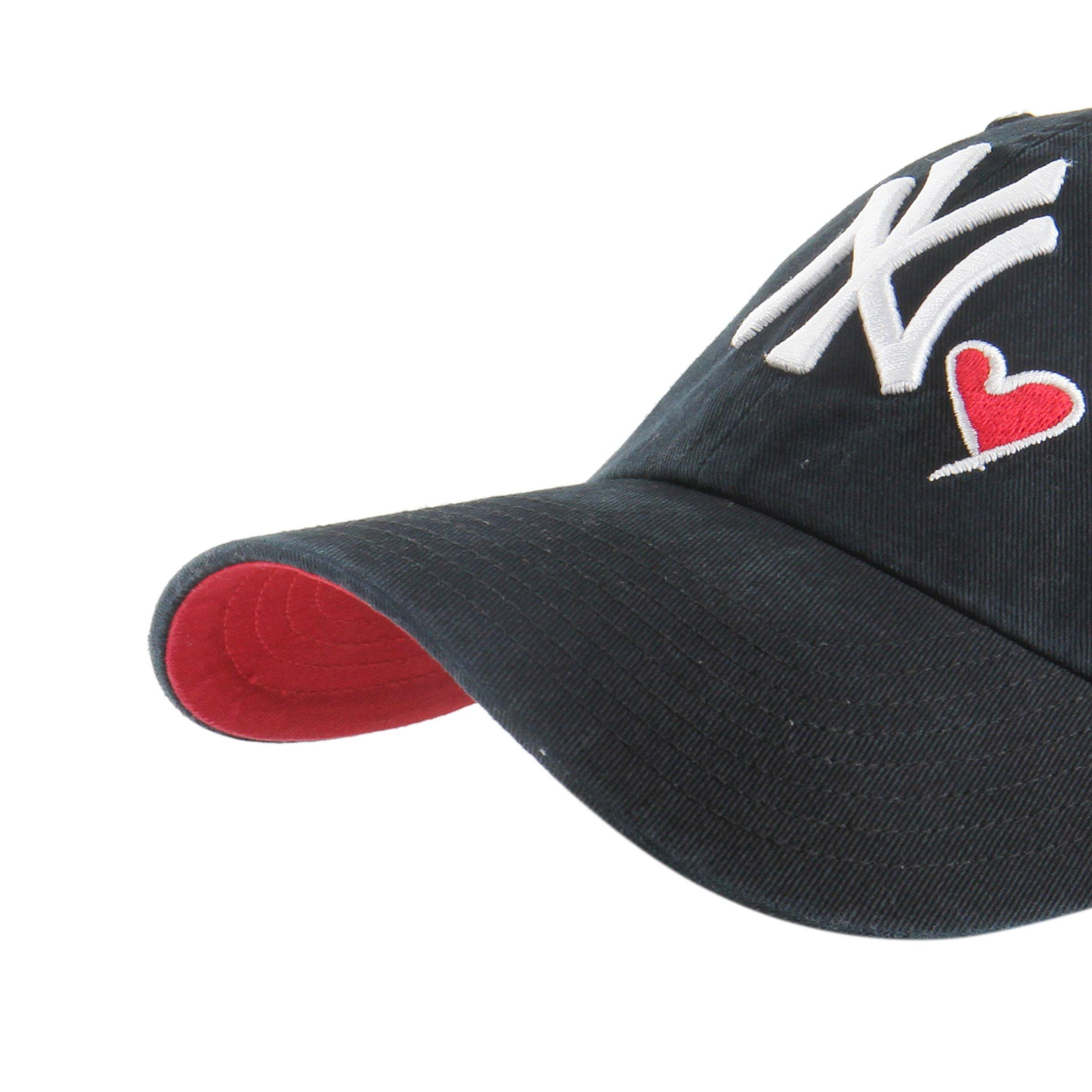 47 Brand New Era NY Yankees Heart Embroidered Clean Up Baseball Hat, Black NWT 47 Brand  main image 4