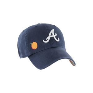 '47 Atlanta Braves Peach Cleanup Snapback Hat-Navy