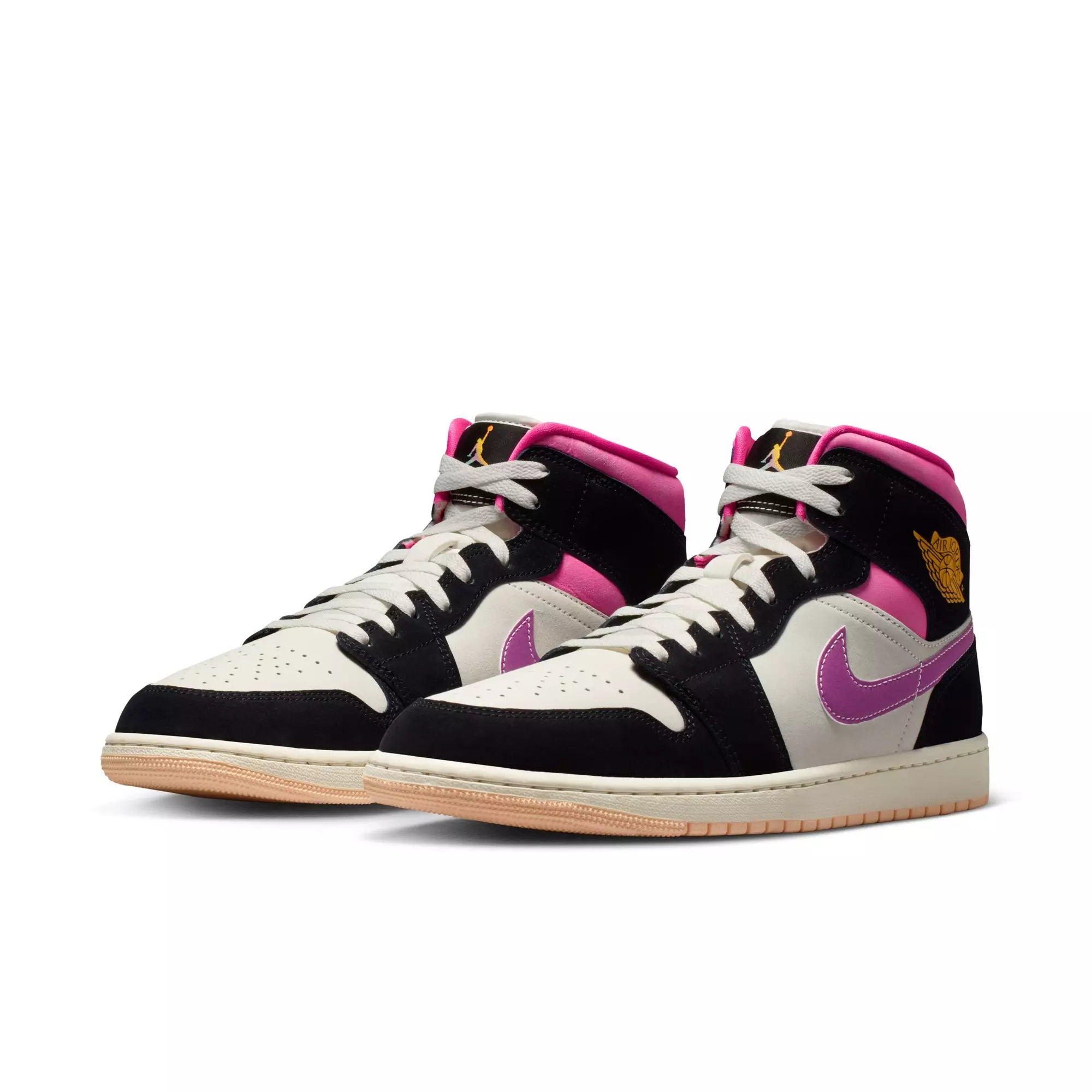 Jordan 1 Mid SE "Black/University Gold/Sail/Pinksicle" Men's Shoe - BLACK/PINK