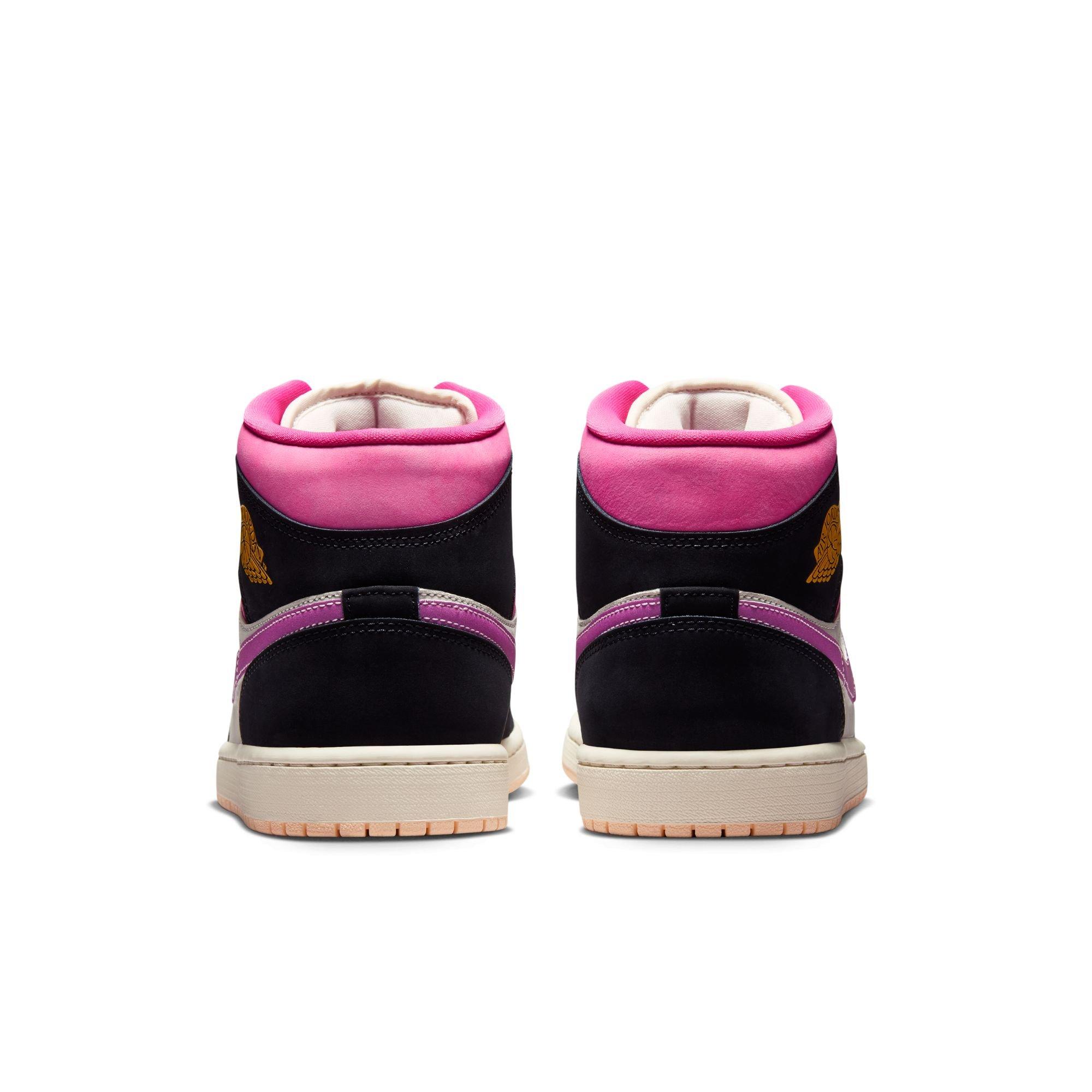 Jordan 1 Mid SE "Black/University Gold/Sail/Pinksicle" Men's Shoe - BLACK/PINK Thumbnail View 7