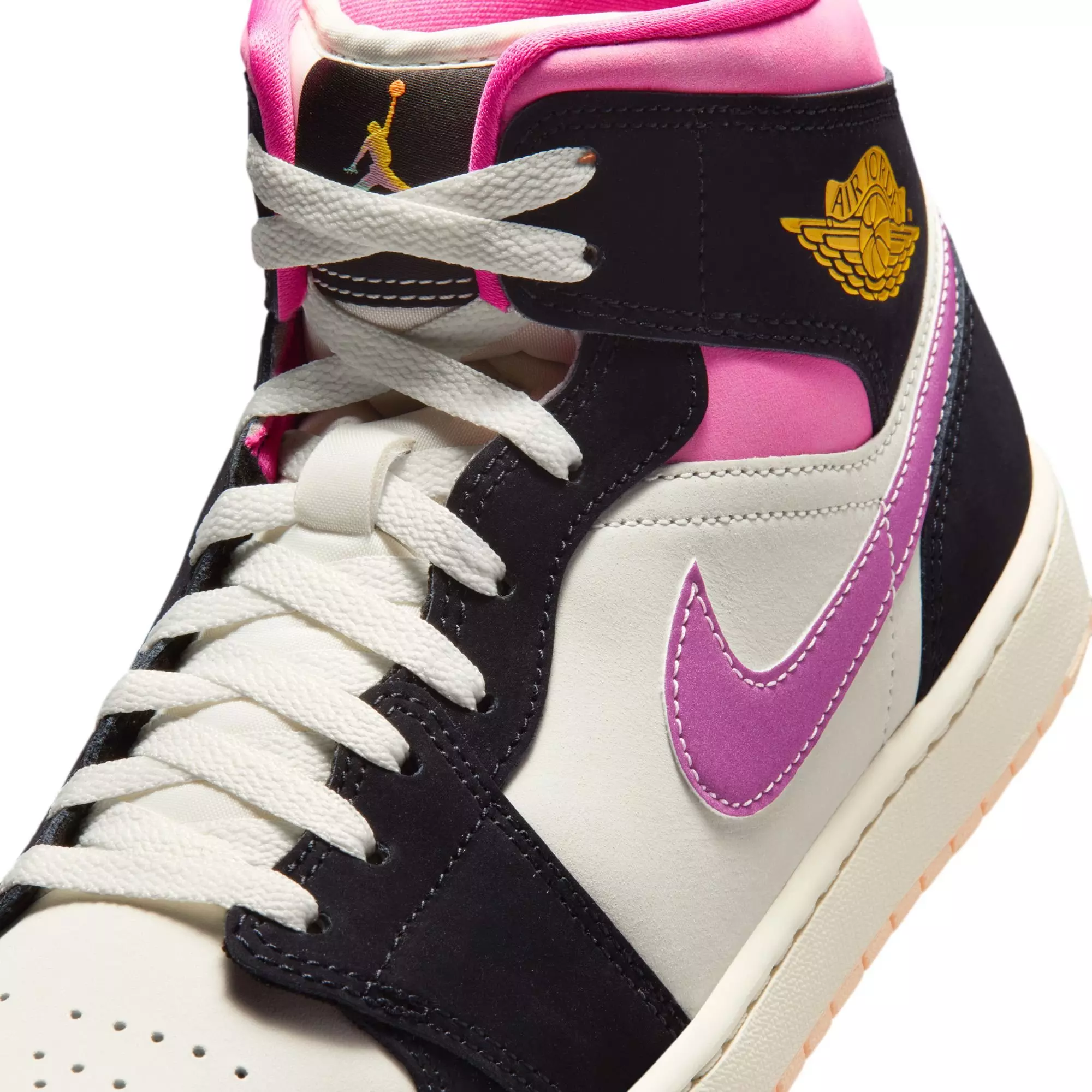 Jordan 1 Mid SE "Black/University Gold/Sail/Pinksicle" Men's Shoe - BLACK/PINK
