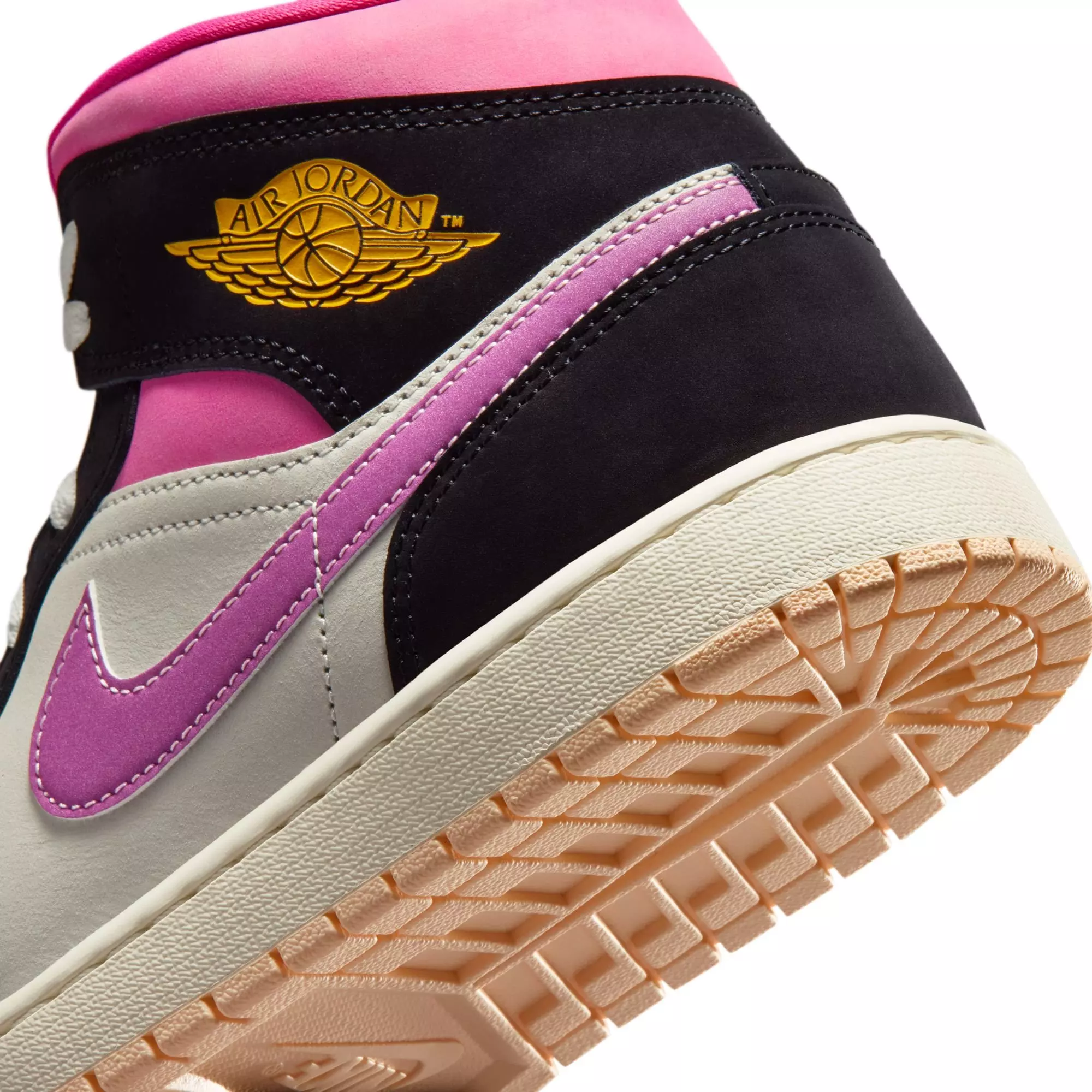 Jordan 1 Mid SE "Black/University Gold/Sail/Pinksicle" Men's Shoe - BLACK/PINK