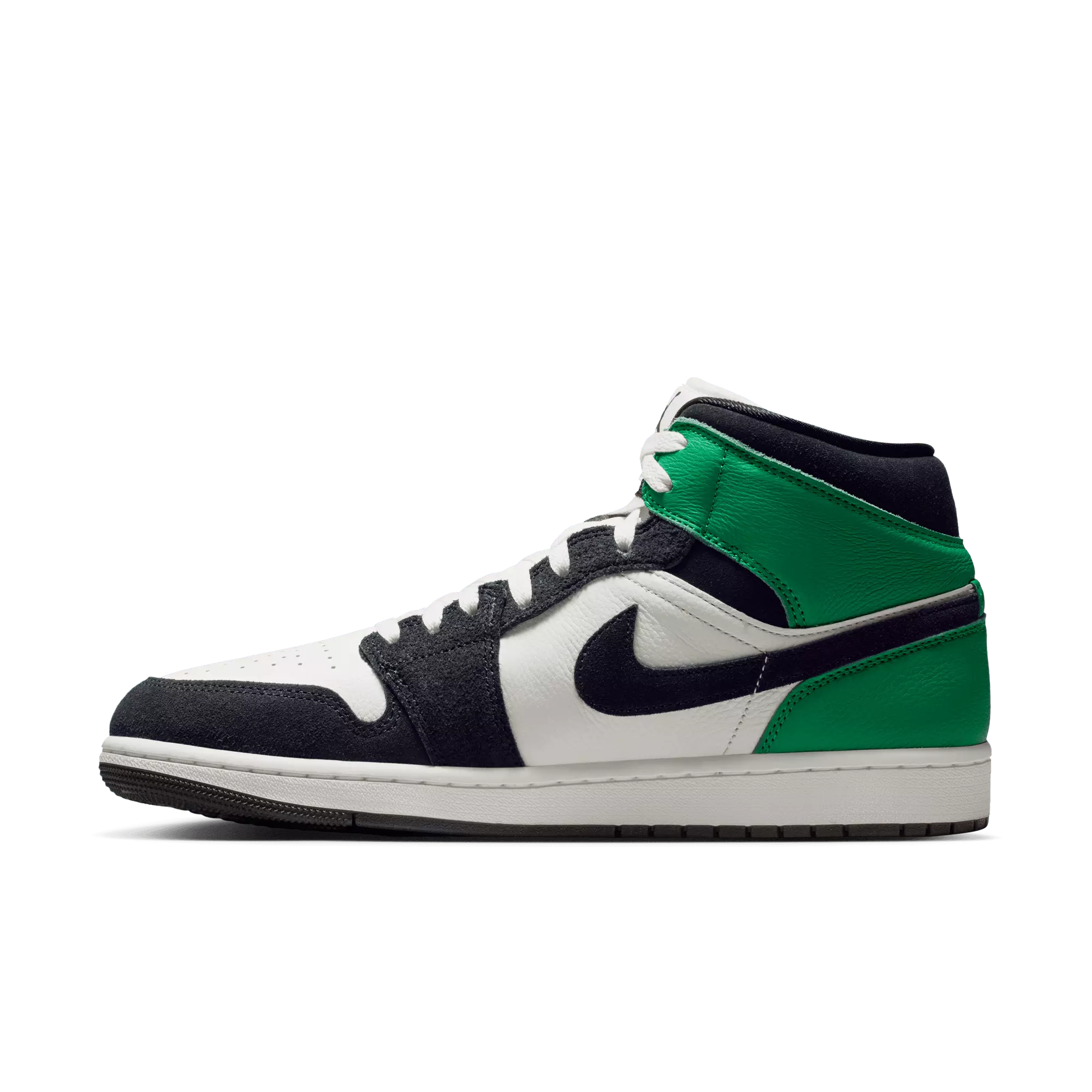 Jordan 1 Mid SE "Summit White/Black/Lucky Green" Men's Shoe - WHITE/BLACK/GREEN