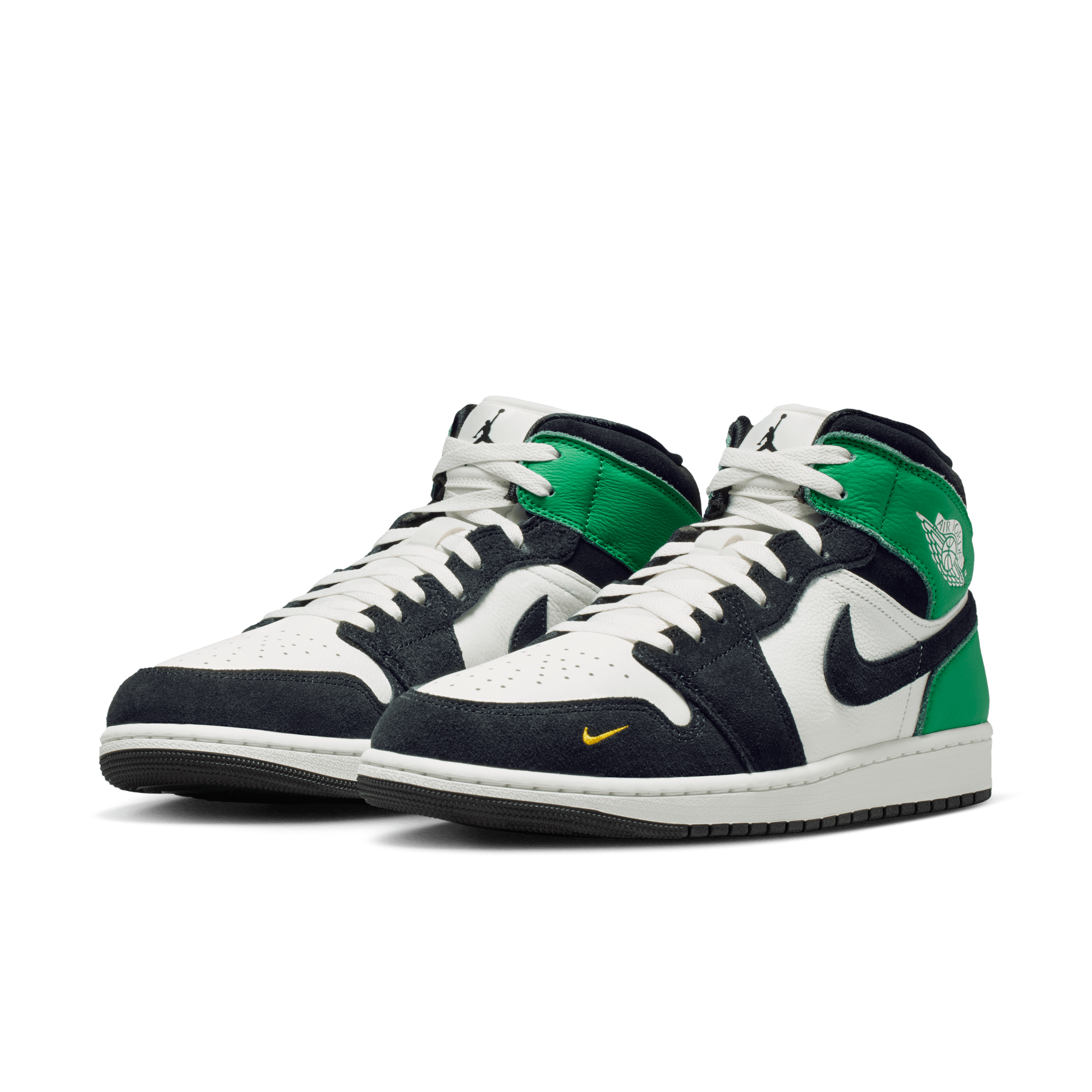 Jordan 1 Mid SE "Summit White/Black/Lucky Green" Men's Shoe - WHITE/BLACK/GREEN Thumbnail View 5