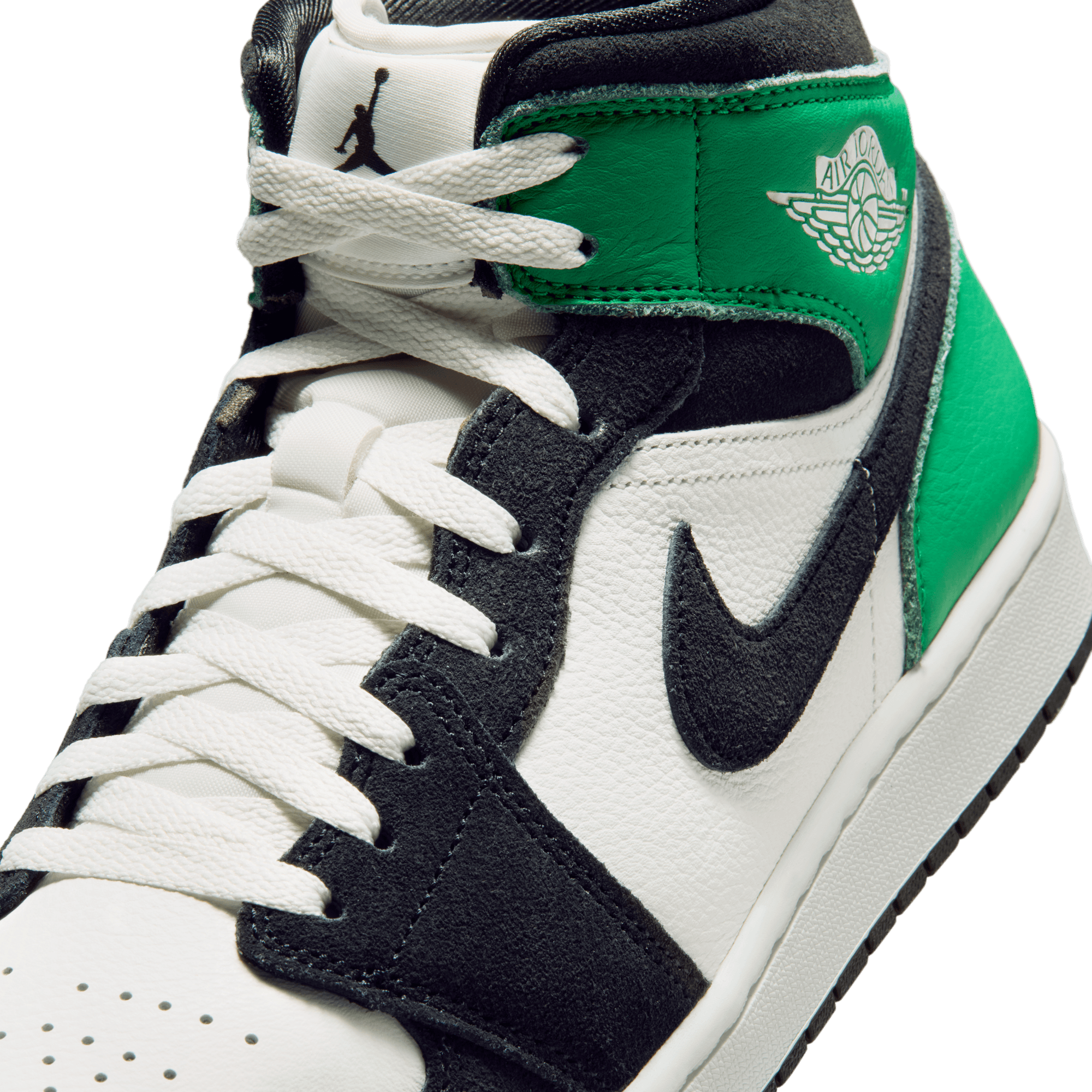 Jordan 1 Mid SE "Summit White/Black/Lucky Green" Men's Shoe - WHITE/BLACK/GREEN Thumbnail View 10