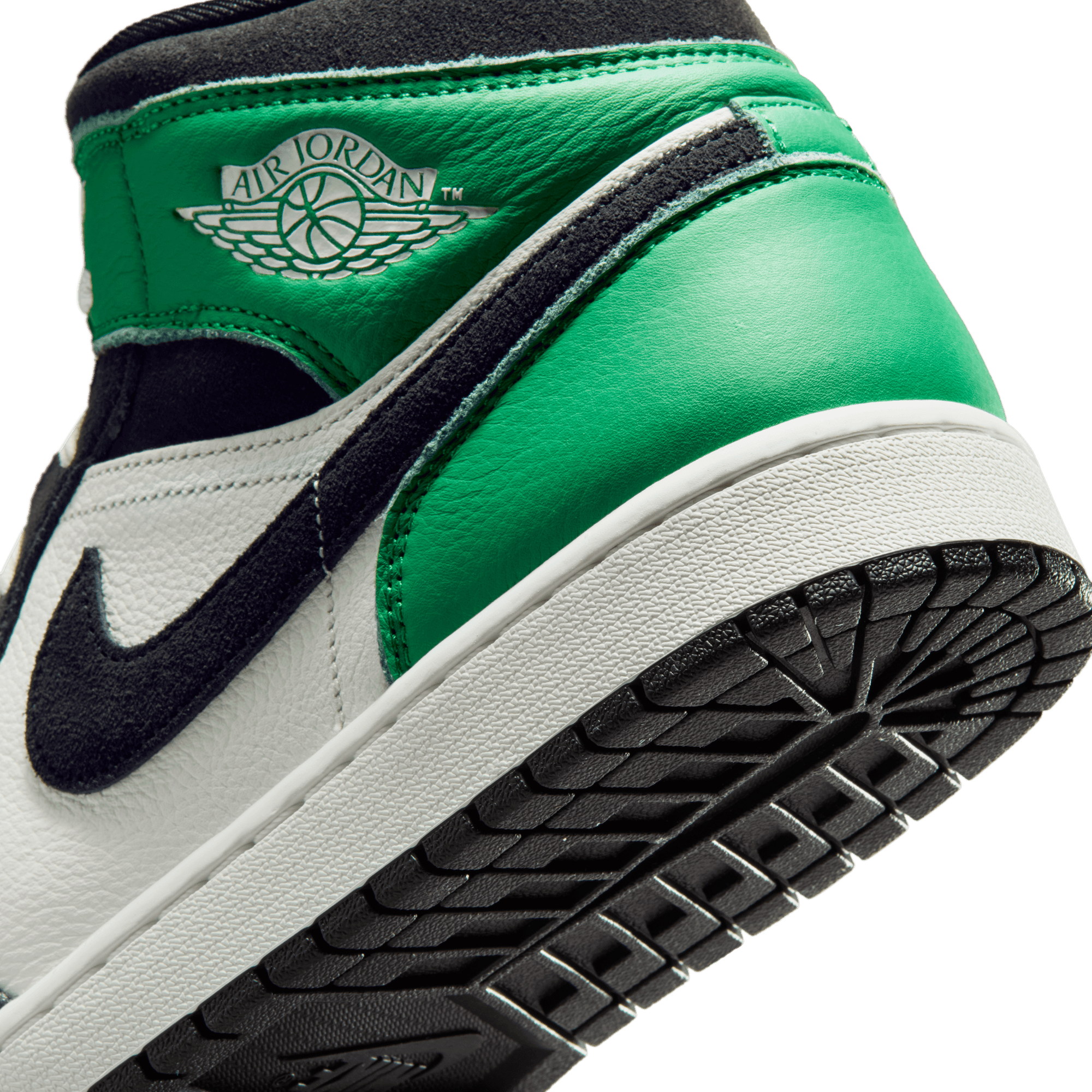 Jordan 1 Mid SE "Summit White/Black/Lucky Green" Men's Shoe - WHITE/BLACK/GREEN Thumbnail View 11