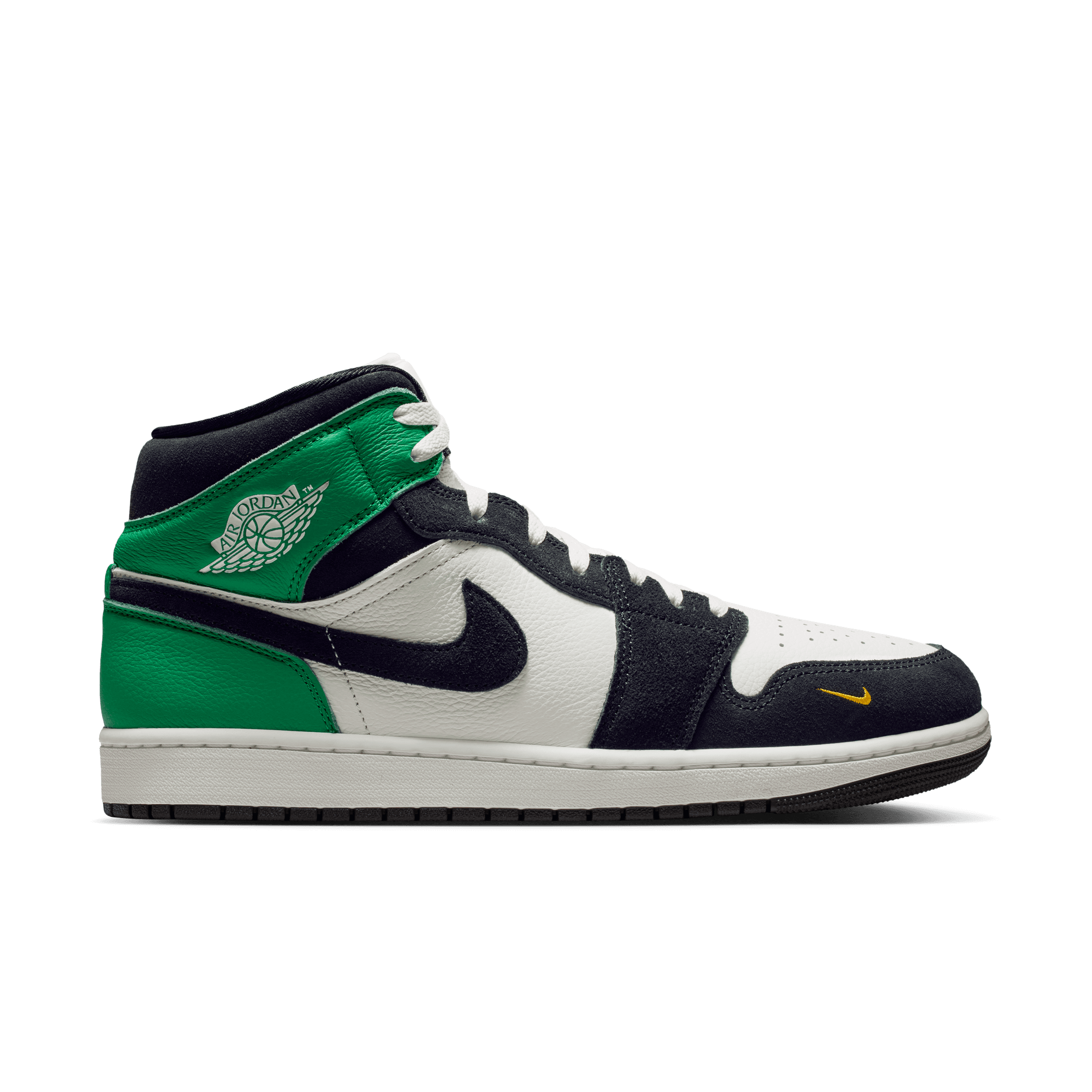 Jordan 1 Mid SE "Summit White/Black/Lucky Green" Men's Shoe - WHITE/BLACK/GREEN Thumbnail View 1