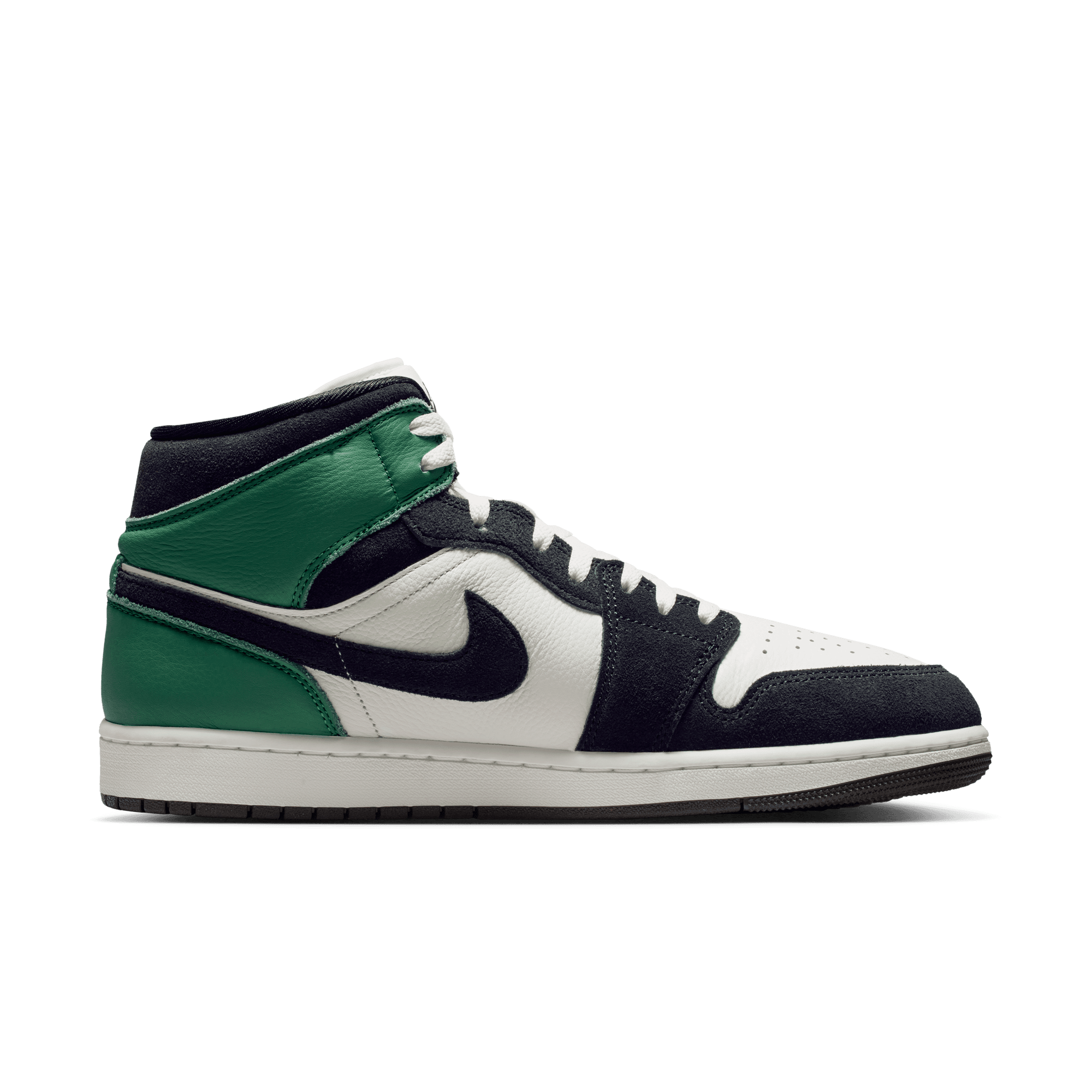 Jordan 1 Mid SE "Summit White/Black/Lucky Green" Men's Shoe - WHITE/BLACK/GREEN Thumbnail View 2