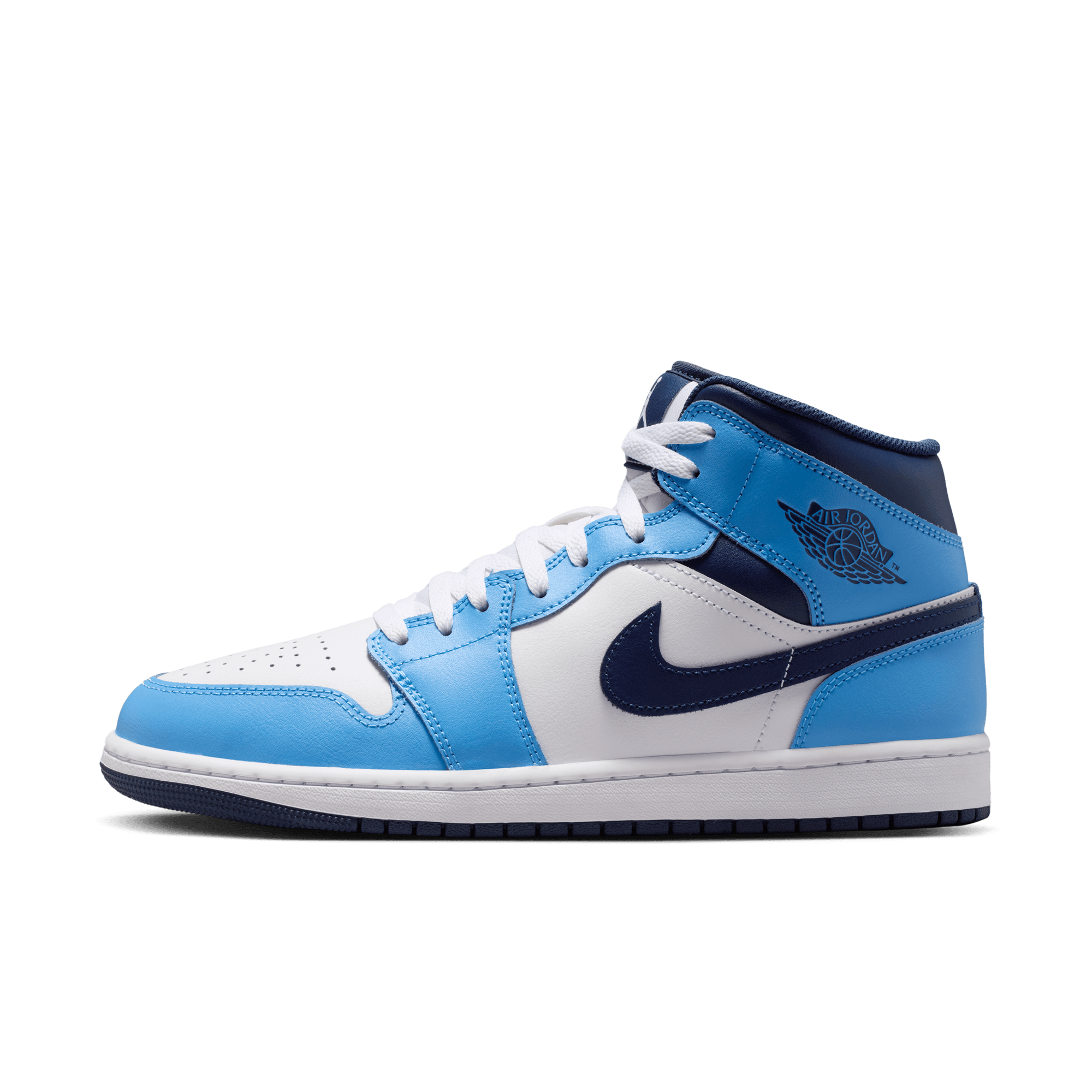 Jordan 1 Mid "University Blue/Midnight Navy/White" Men's Shoe - NAVY/BLUE Thumbnail View 3