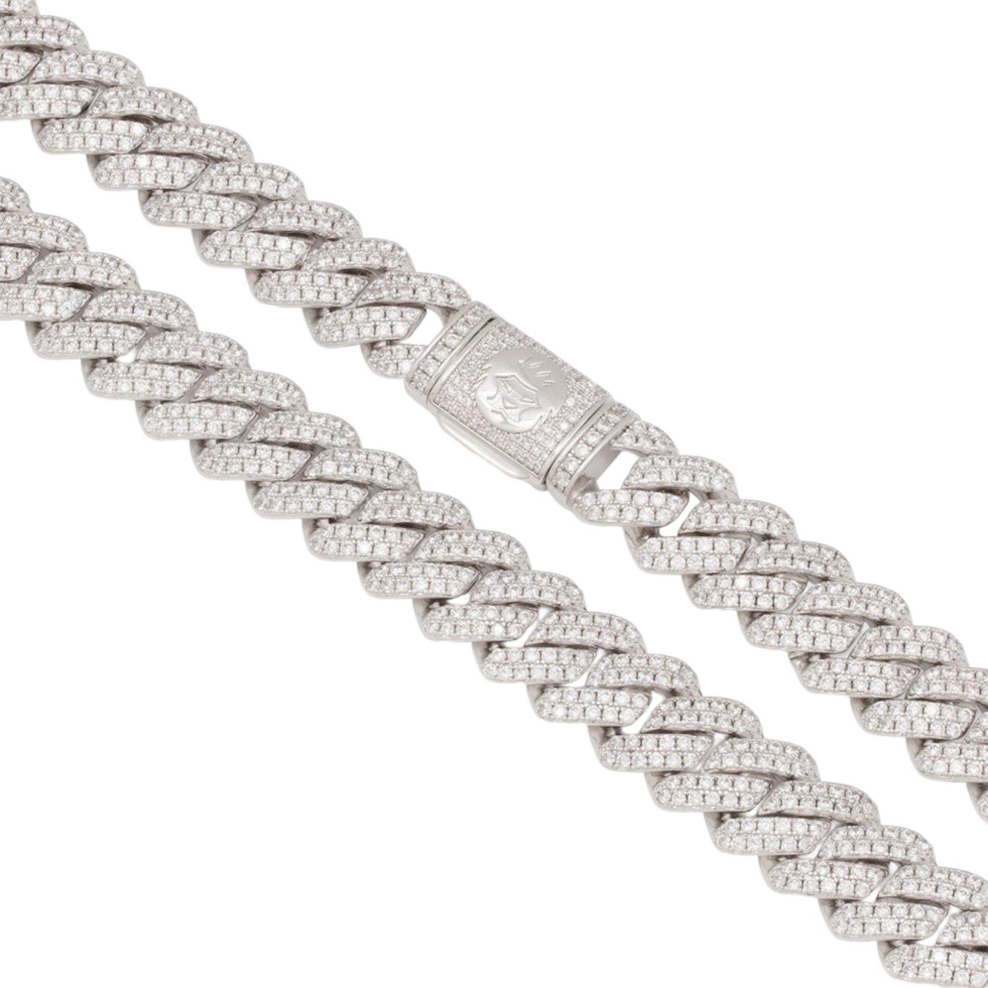 King Ice 12mm Iced Diamond Cut Miami Cuban Link Chain - SILVER Thumbnail View 3