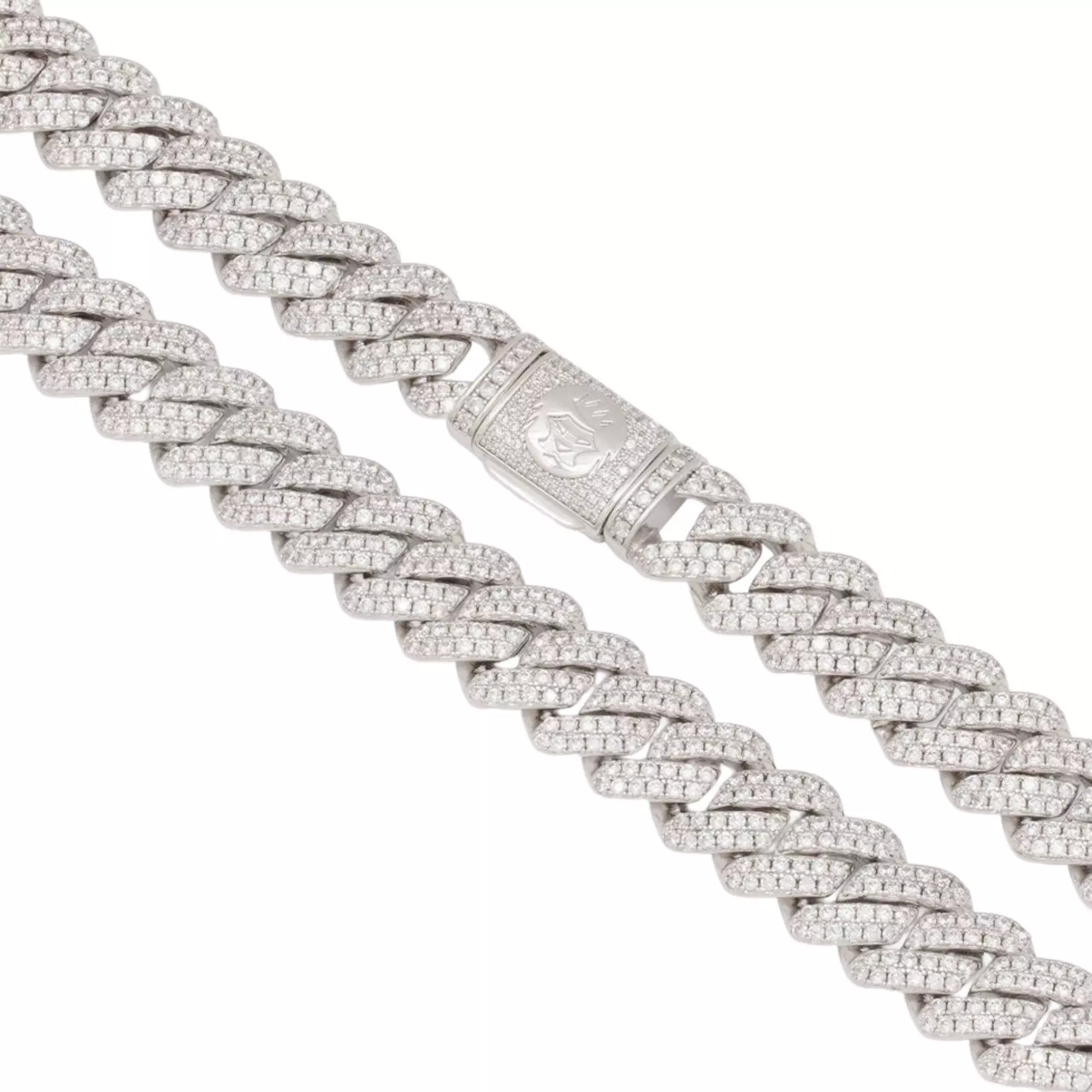 King Ice 12mm Iced Diamond Cut Miami Cuban Link Chain - SILVER