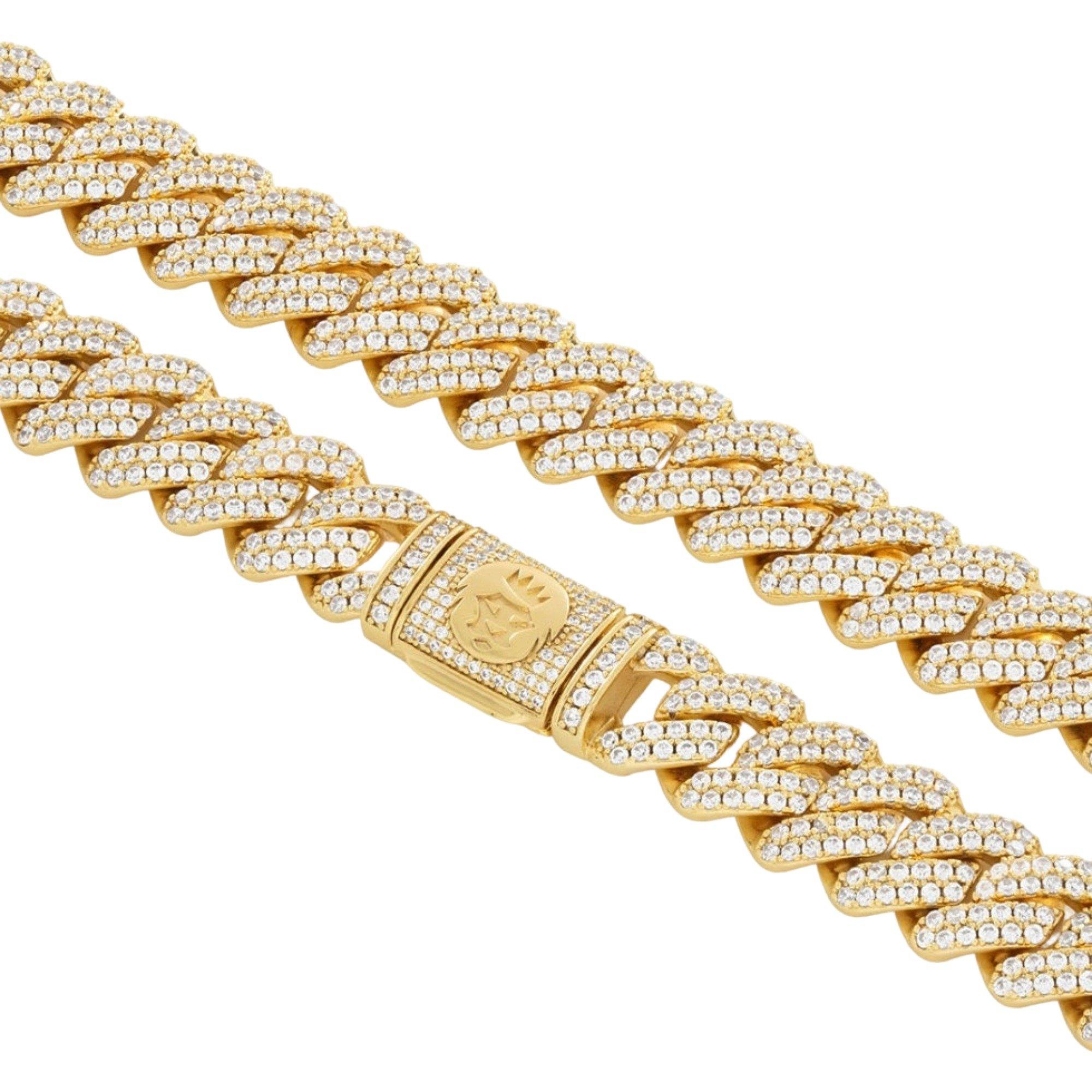 King Ice 12mm Iced Diamond Cut Miami Cuban Link Chain-Gold - GOLD Thumbnail View 3