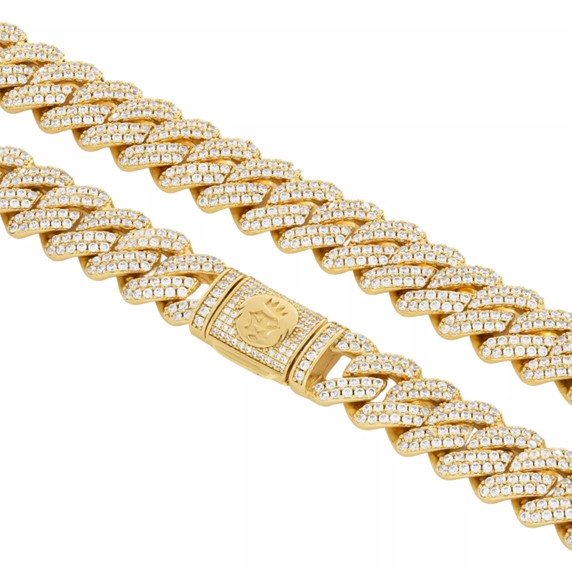 King Ice 12mm Iced Diamond Cut Miami Cuban Link Chain-Gold - GOLD
