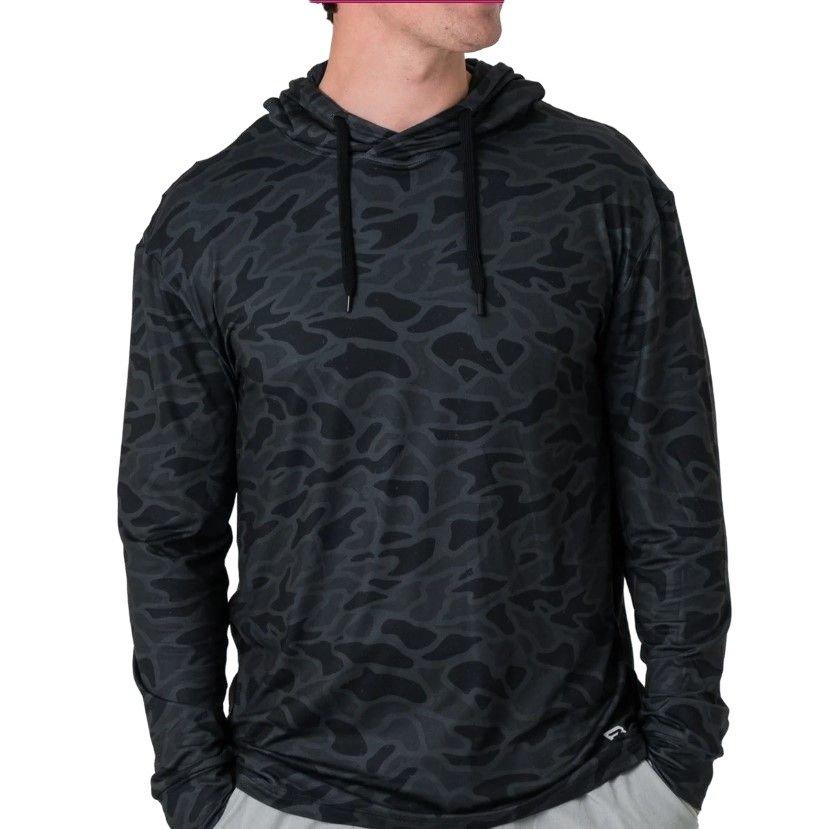 Burlebo Men's Performance Hoodie - Black Camo - BLACK Thumbnail View 1