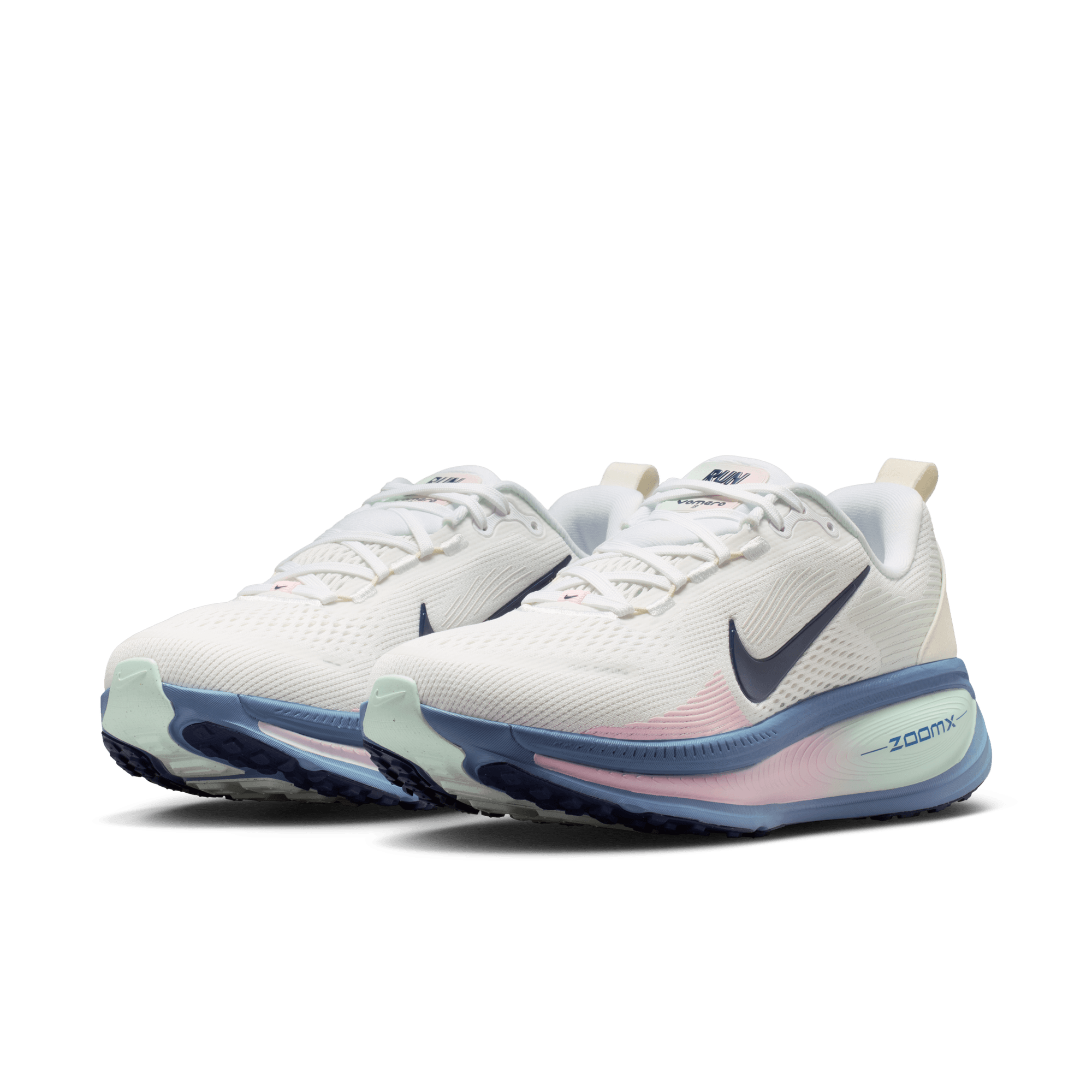 Nike Vomero 18 "White/Midnight Navy/Work Blue" Women's Road Running Shoe - WHITE/NAVY/GREEN Thumbnail View 5