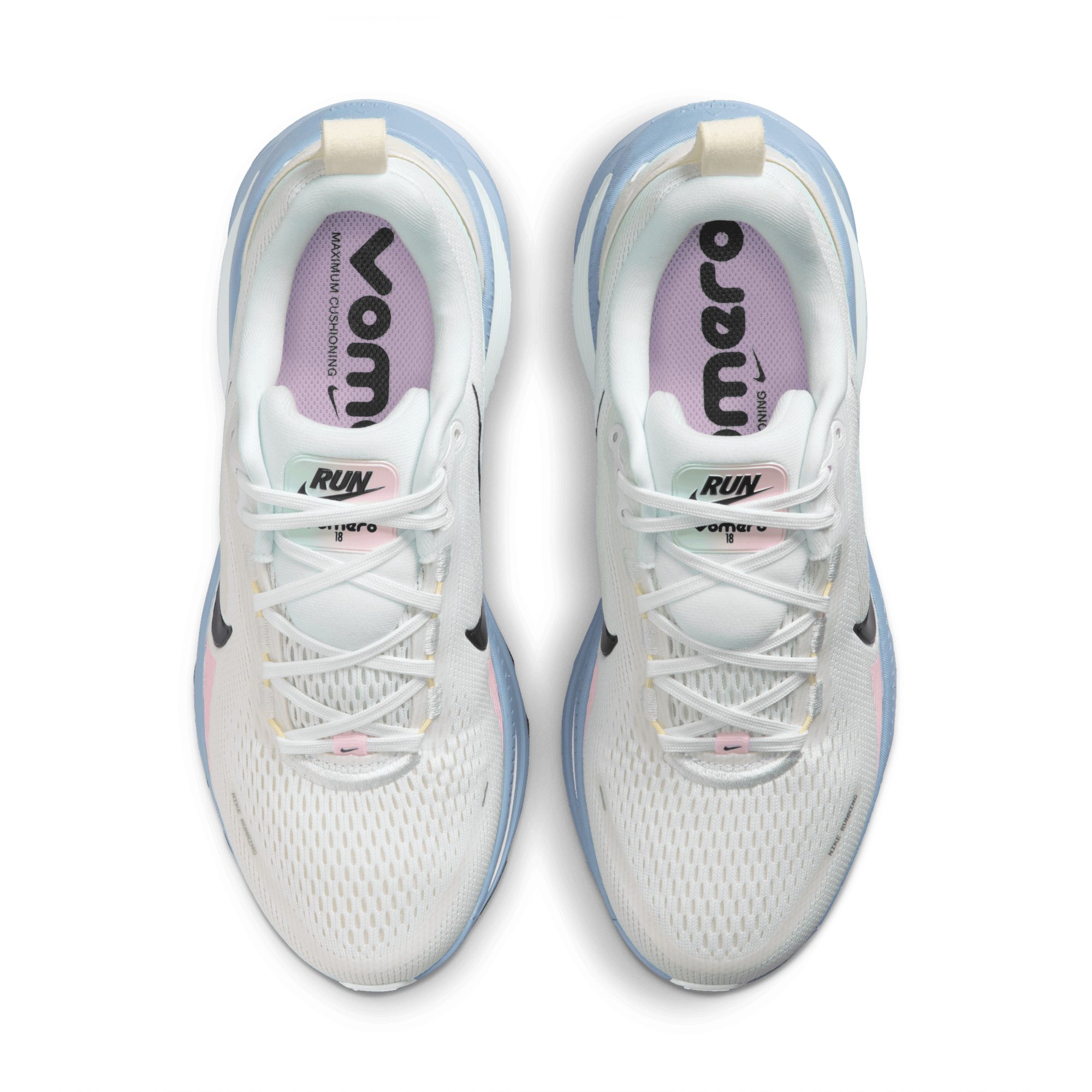 Nike Vomero 18 "White/Midnight Navy/Work Blue" Women's Road Running Shoe - WHITE/NAVY/GREEN Thumbnail View 6