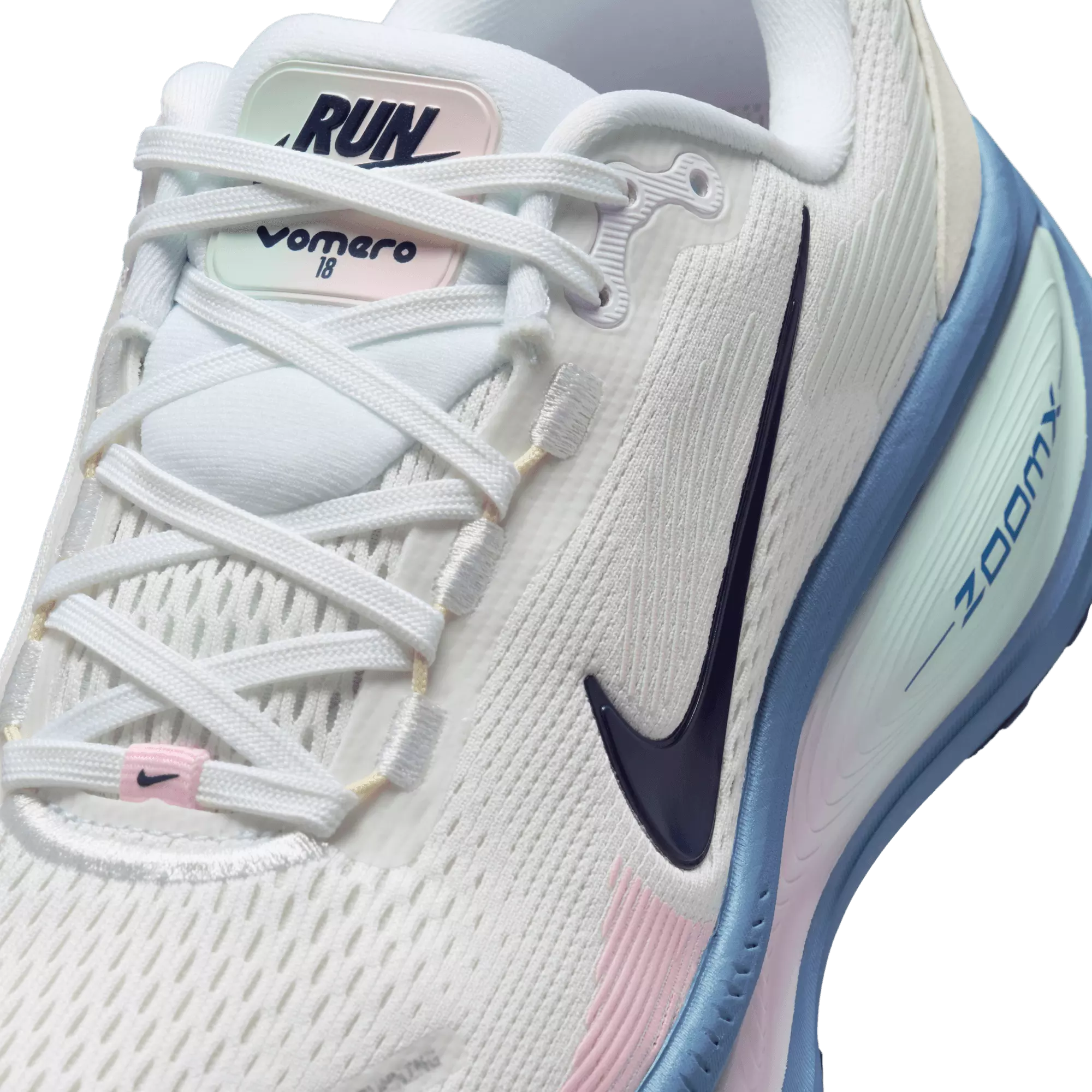 Nike Vomero 18 "White/Midnight Navy/Work Blue" Women's Road Running Shoe - WHITE/NAVY/GREEN