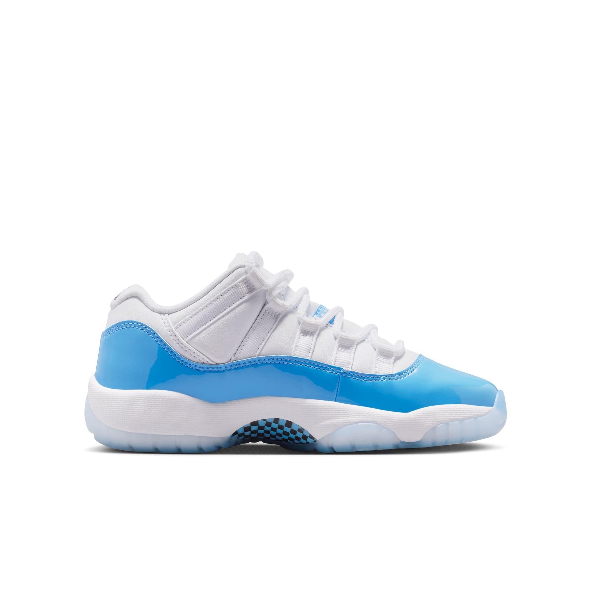 Jordan 11 Retro Low "White and University Blue" Grade School Kids' Shoe - WHITE/UNIVERSITY BLUE/BLACK Thumbnail View 3