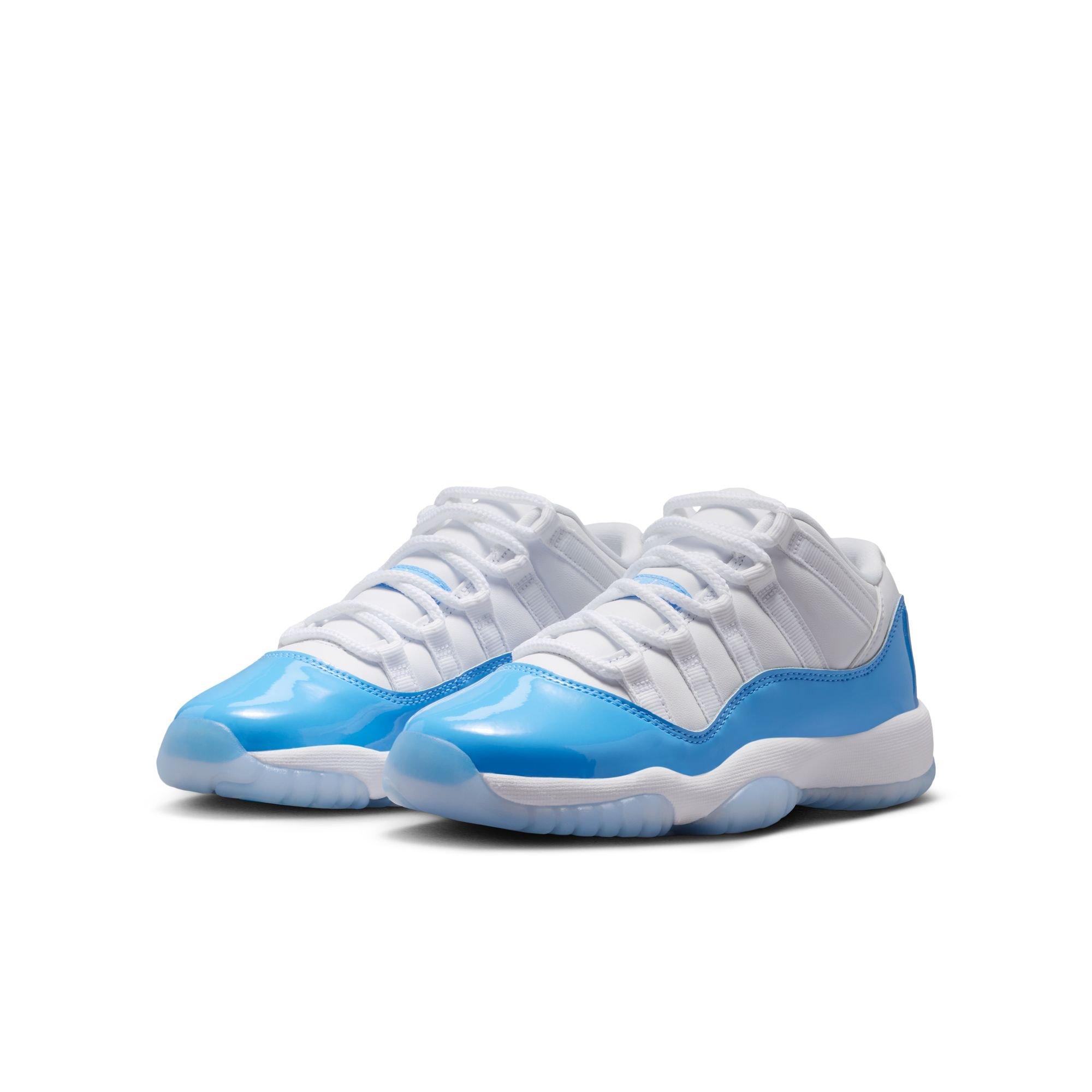 Jordan 11 Retro Low "White and University Blue" Grade School Kids' Shoe - WHITE/UNIVERSITY BLUE/BLACK Thumbnail View 4