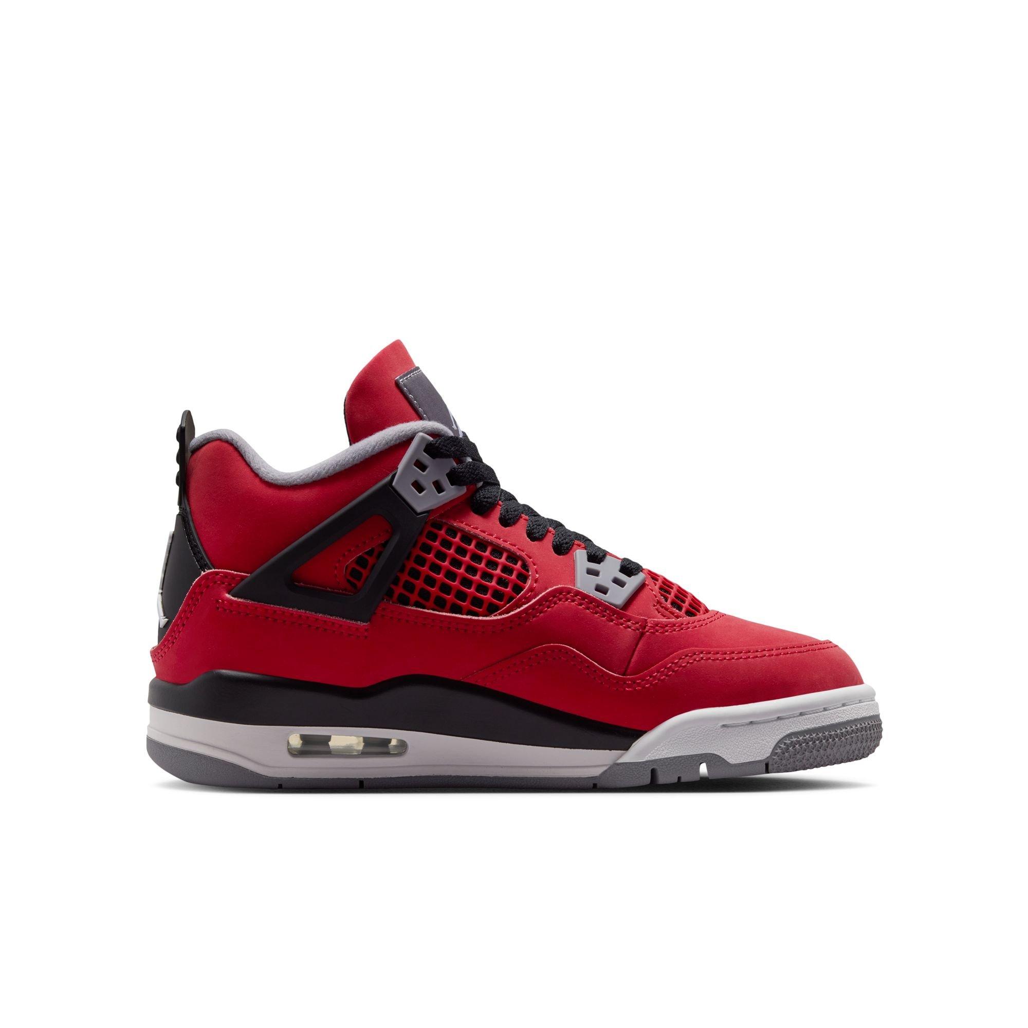 Jordan 4 Retro "Toro Bravo" Grade School Kids' Shoe - FIRE RED/WHITE/BLACK/CEMENT GREY Thumbnail View 3