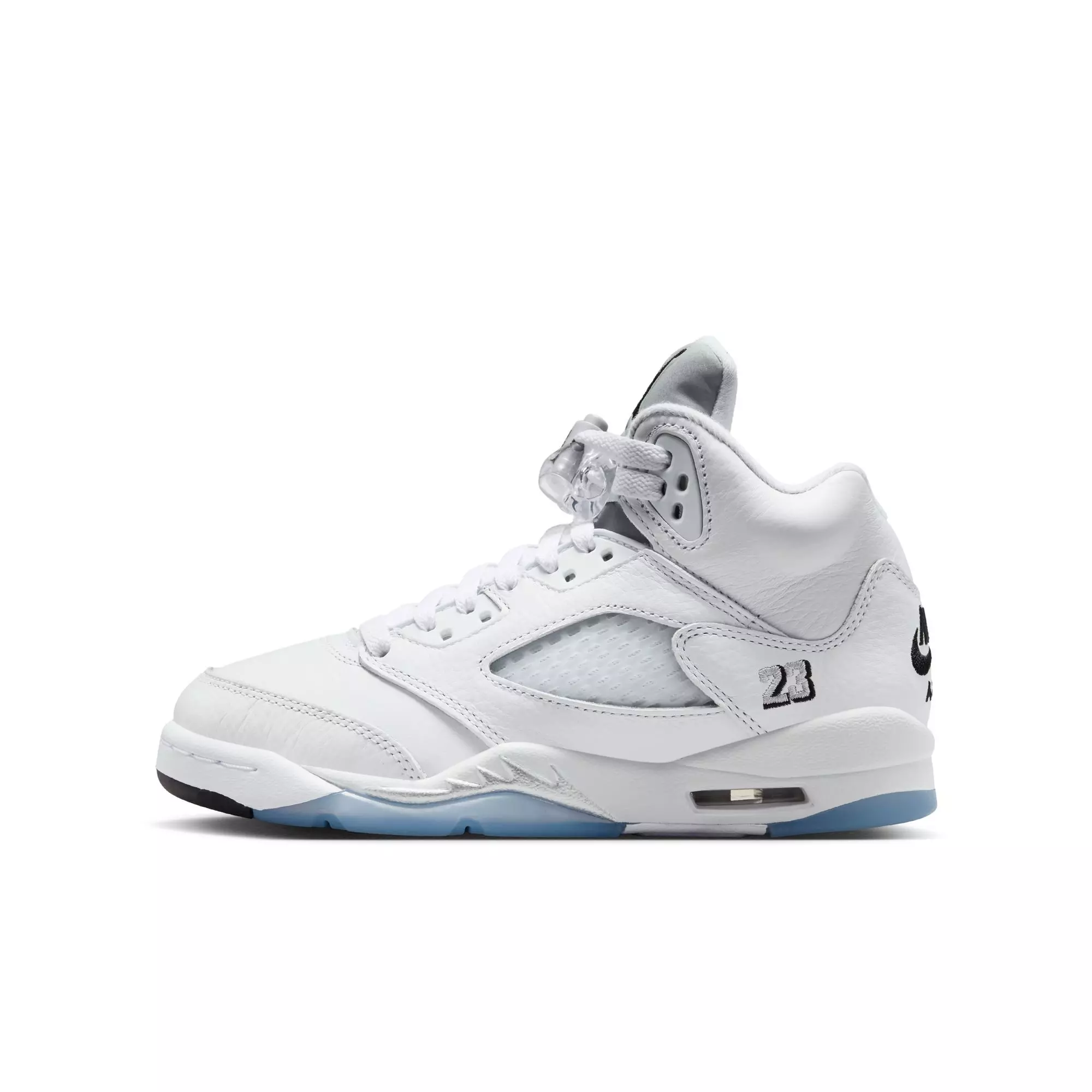 Jordan 5 Retro &ldquo;White Metallic&rdquo; Grade School Kids' Shoe - WHITE/BLACK/METALLIC SILVER