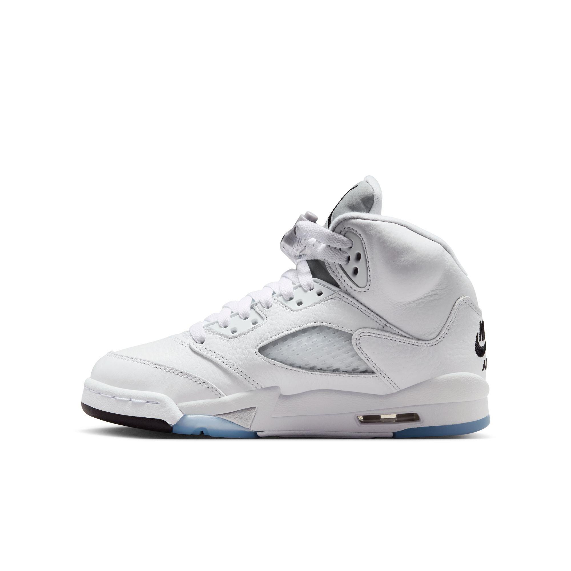 Jordan 5 Retro &ldquo;White Metallic&rdquo; Grade School Kids' Shoe - WHITE/BLACK/METALLIC SILVER Thumbnail View 10