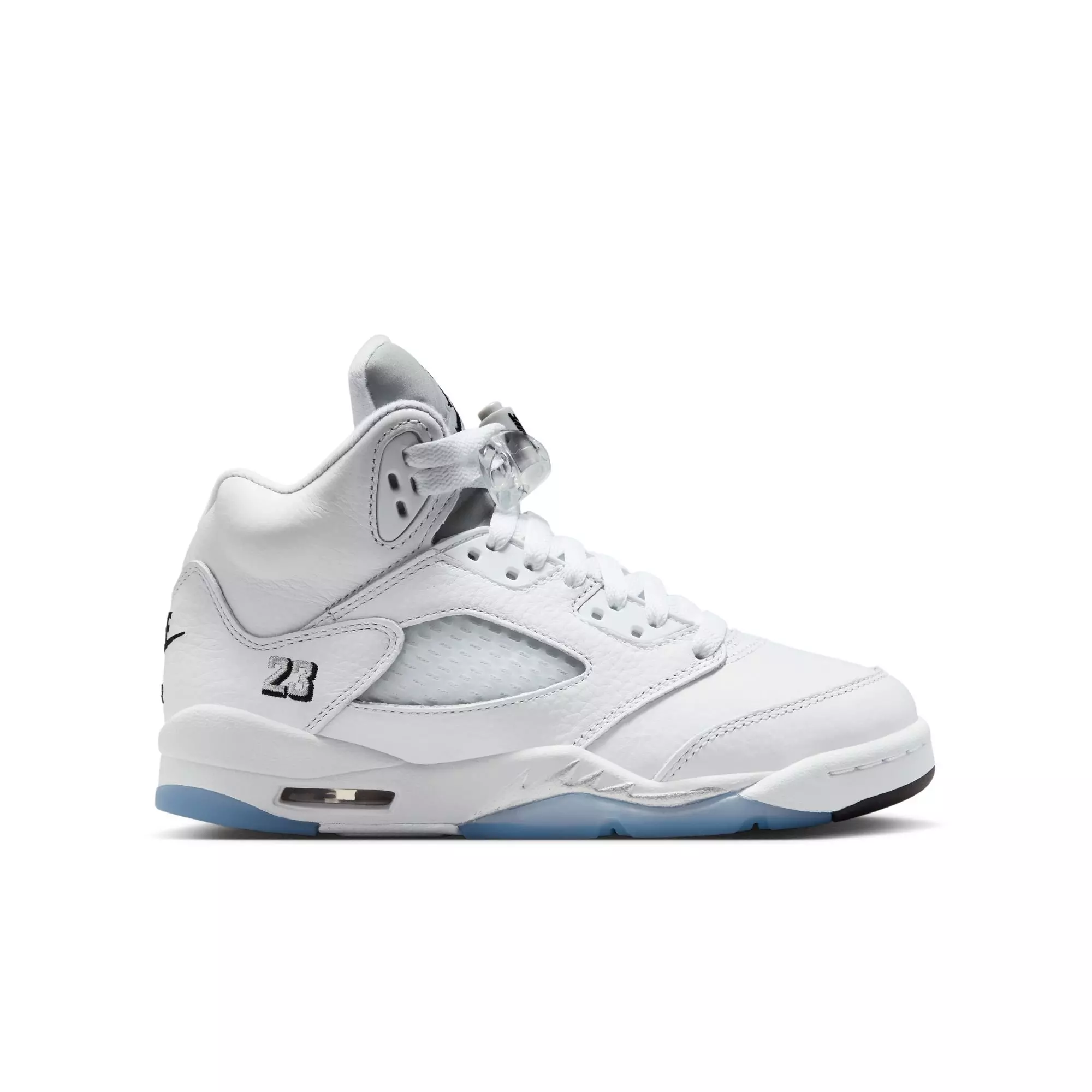 Jordan 5 Retro &ldquo;White Metallic&rdquo; Grade School Kids' Shoe - WHITE/BLACK/METALLIC SILVER
