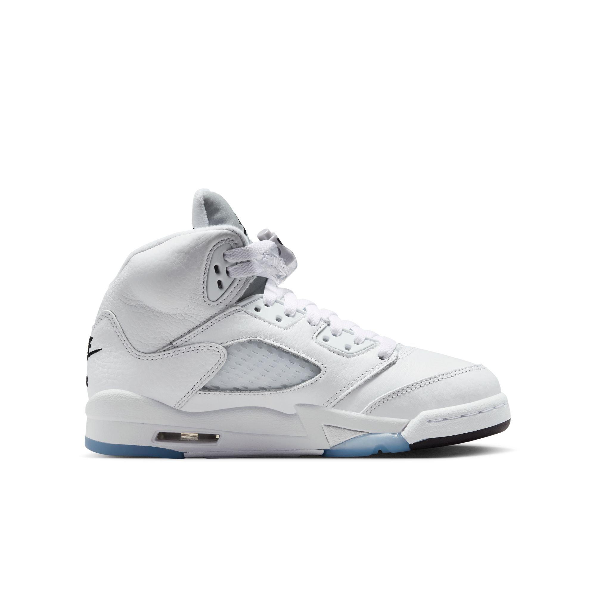 Jordan 5 Retro &ldquo;White Metallic&rdquo; Grade School Kids' Shoe - WHITE/BLACK/METALLIC SILVER Thumbnail View 3