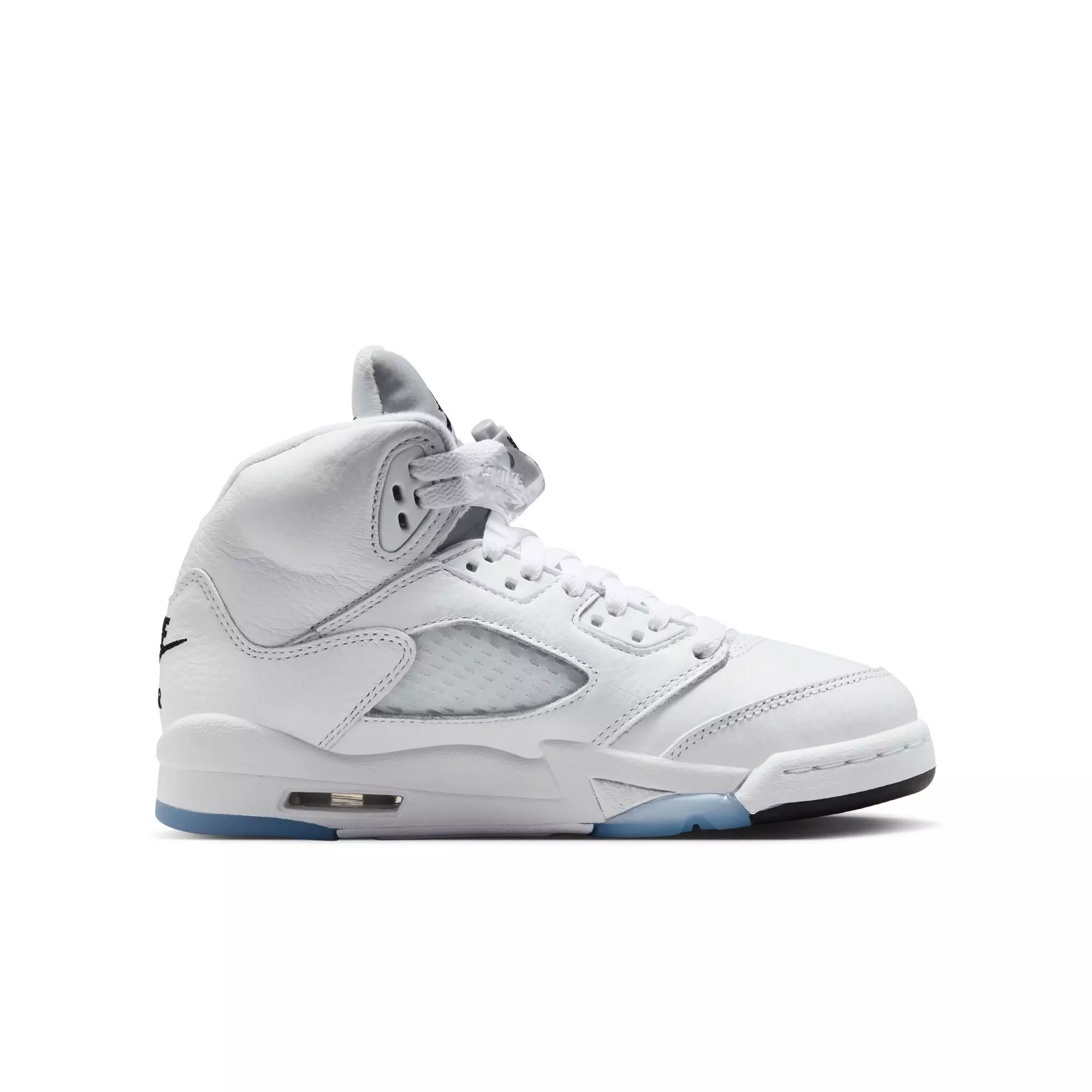Jordan 5 Retro &ldquo;White Metallic&rdquo; Grade School Kids' Shoe - WHITE/BLACK/METALLIC SILVER