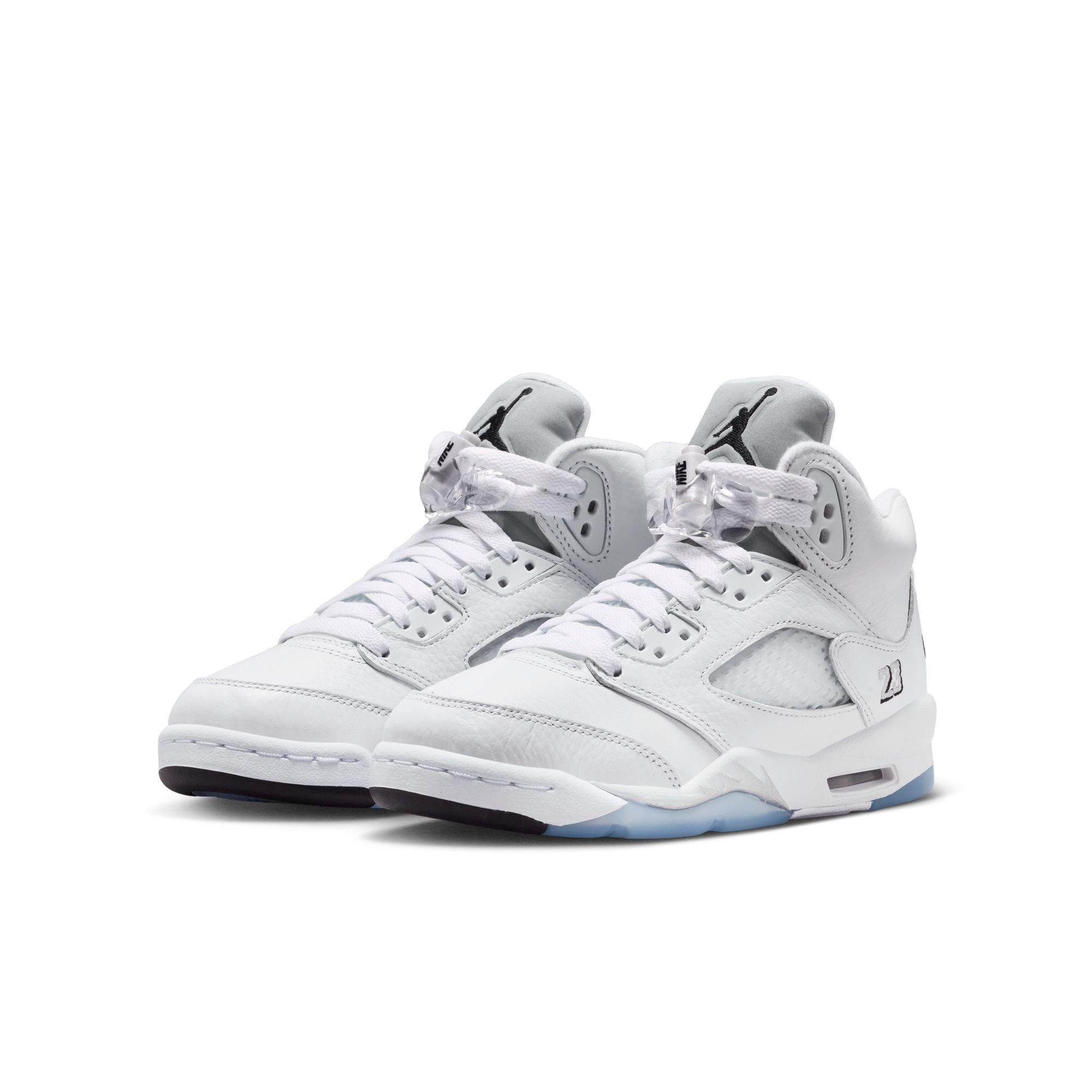 Jordan 5 Retro &ldquo;White Metallic&rdquo; Grade School Kids' Shoe - WHITE/BLACK/METALLIC SILVER Thumbnail View 4