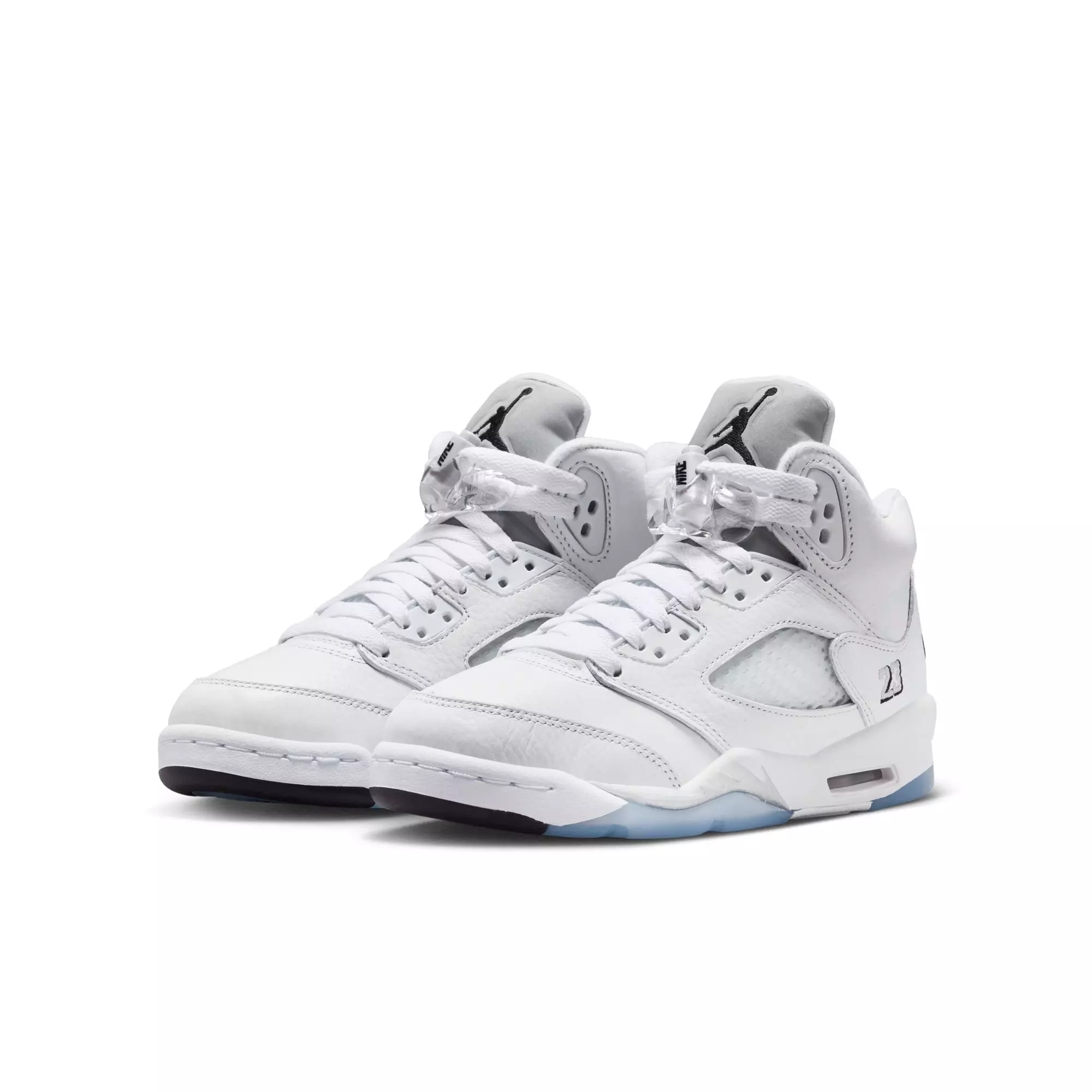 Jordan 5 Retro &ldquo;White Metallic&rdquo; Grade School Kids' Shoe - WHITE/BLACK/METALLIC SILVER