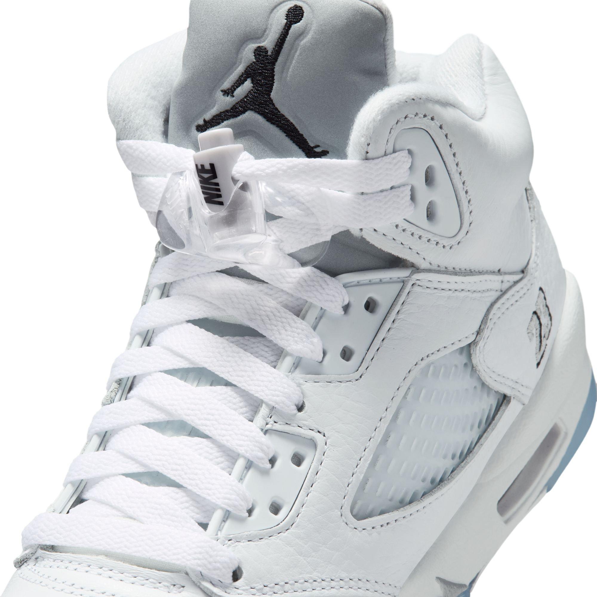 Jordan 5 Retro &ldquo;White Metallic&rdquo; Grade School Kids' Shoe - WHITE/BLACK/METALLIC SILVER Thumbnail View 5