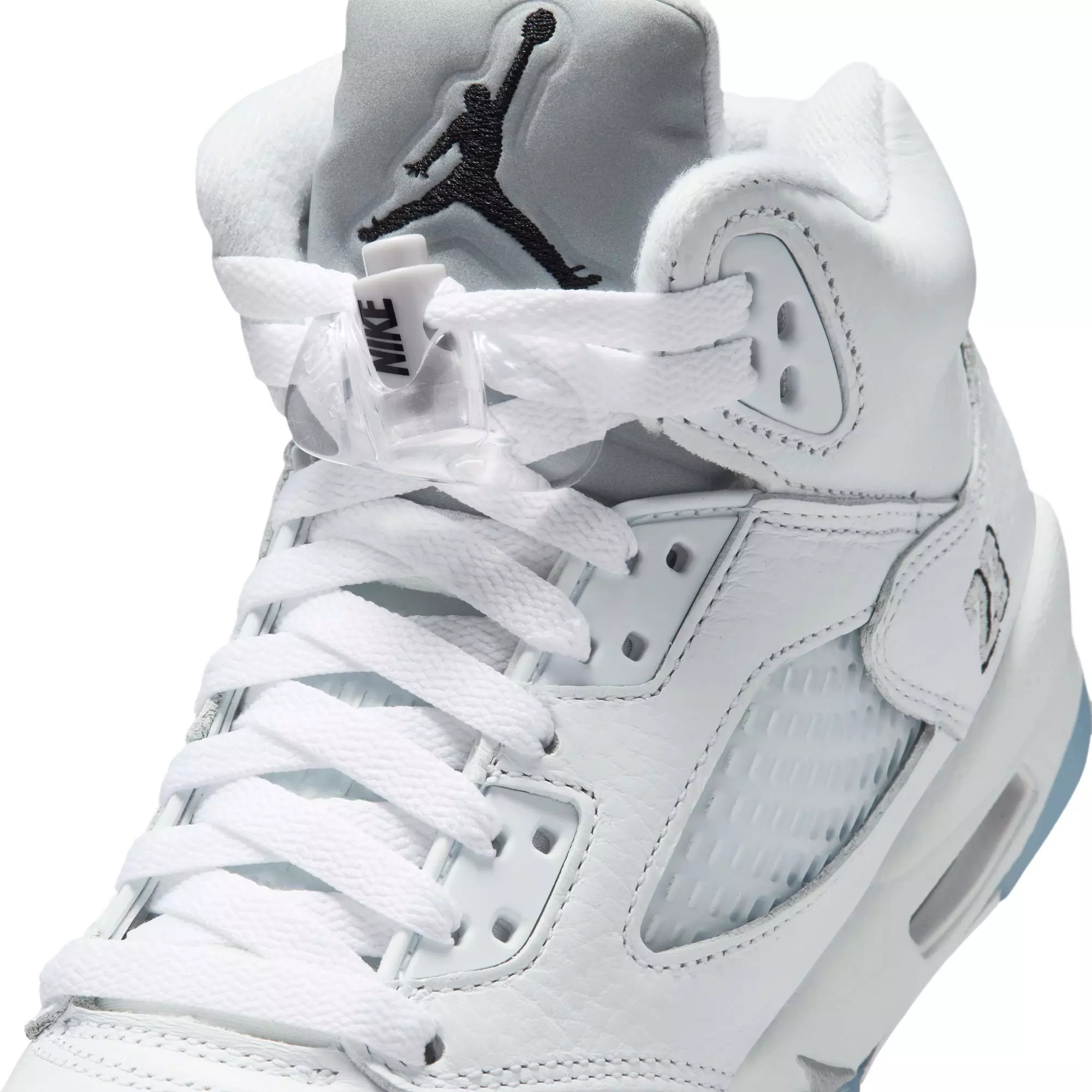 Jordan 5 Retro &ldquo;White Metallic&rdquo; Grade School Kids' Shoe - WHITE/BLACK/METALLIC SILVER