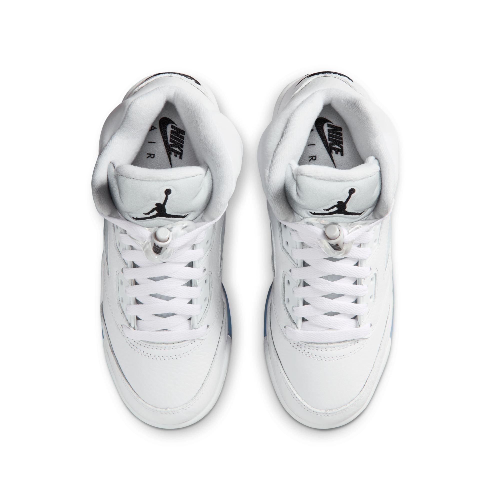 Jordan 5 Retro &ldquo;White Metallic&rdquo; Grade School Kids' Shoe - WHITE/BLACK/METALLIC SILVER Thumbnail View 12