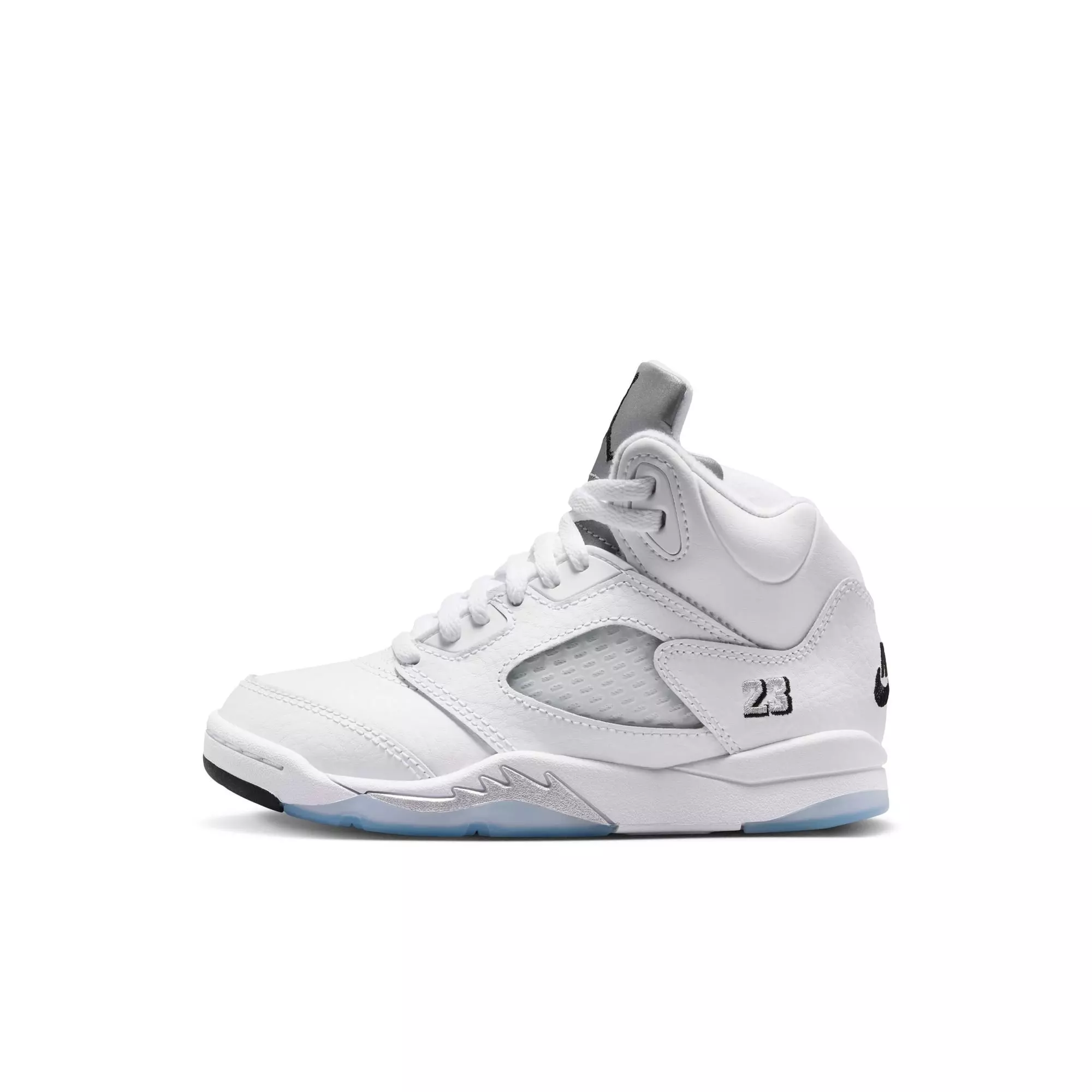 Jordan 5 Retro &ldquo;White Metallic&rdquo; Preschool Kids' Shoe - WHITE/BLACK/METALLIC SILVER