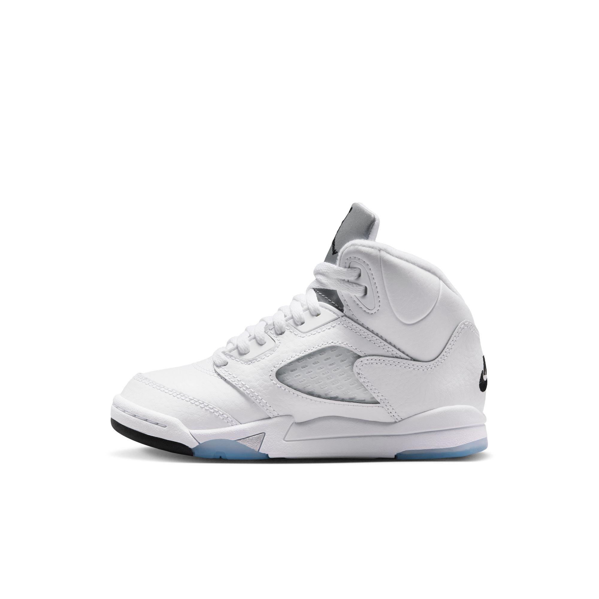 Jordan 5 Retro &ldquo;White Metallic&rdquo; Preschool Kids' Shoe - WHITE/BLACK/METALLIC SILVER Thumbnail View 9