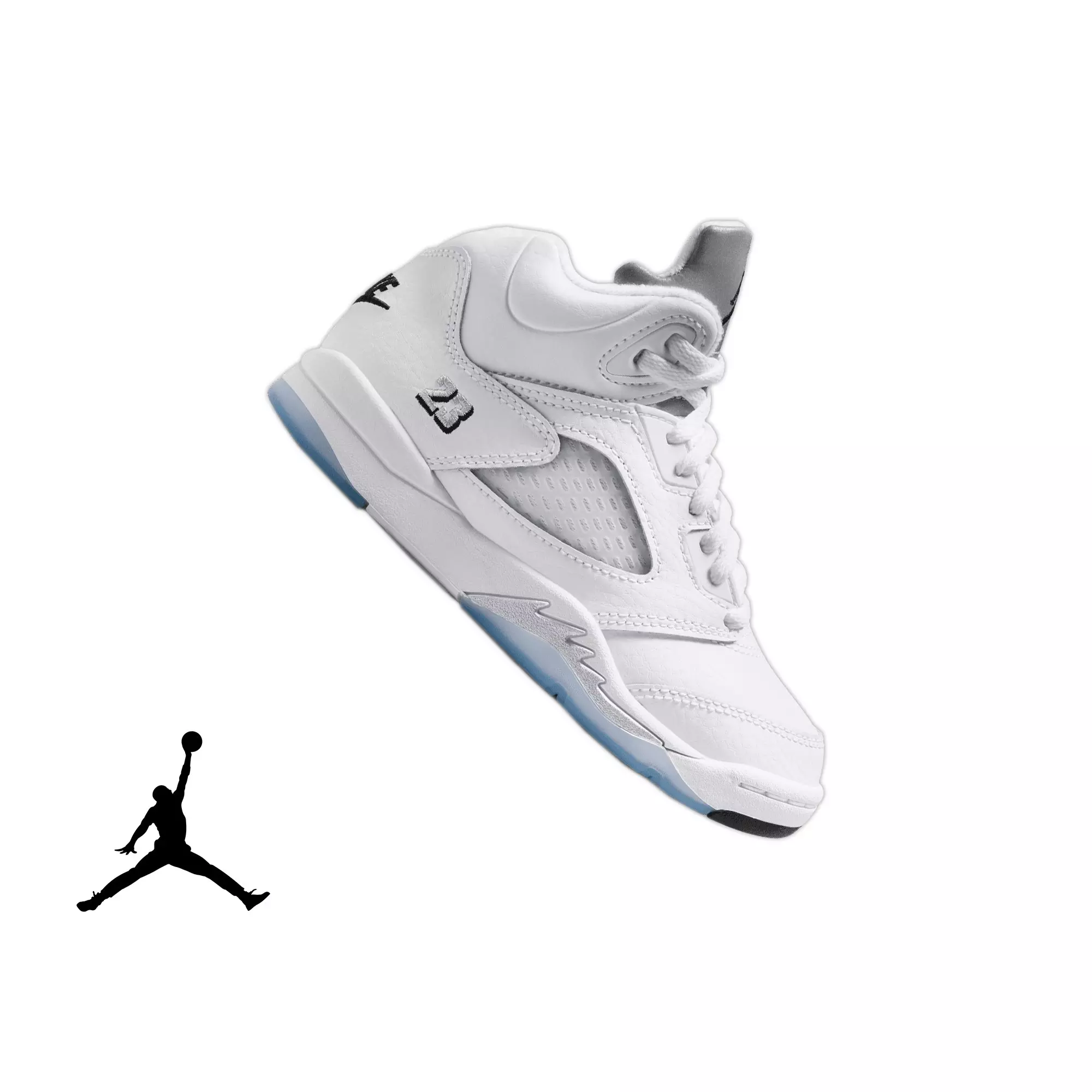 Jordan 5 Retro &ldquo;White Metallic&rdquo; Preschool Kids' Shoe - WHITE/BLACK/METALLIC SILVER