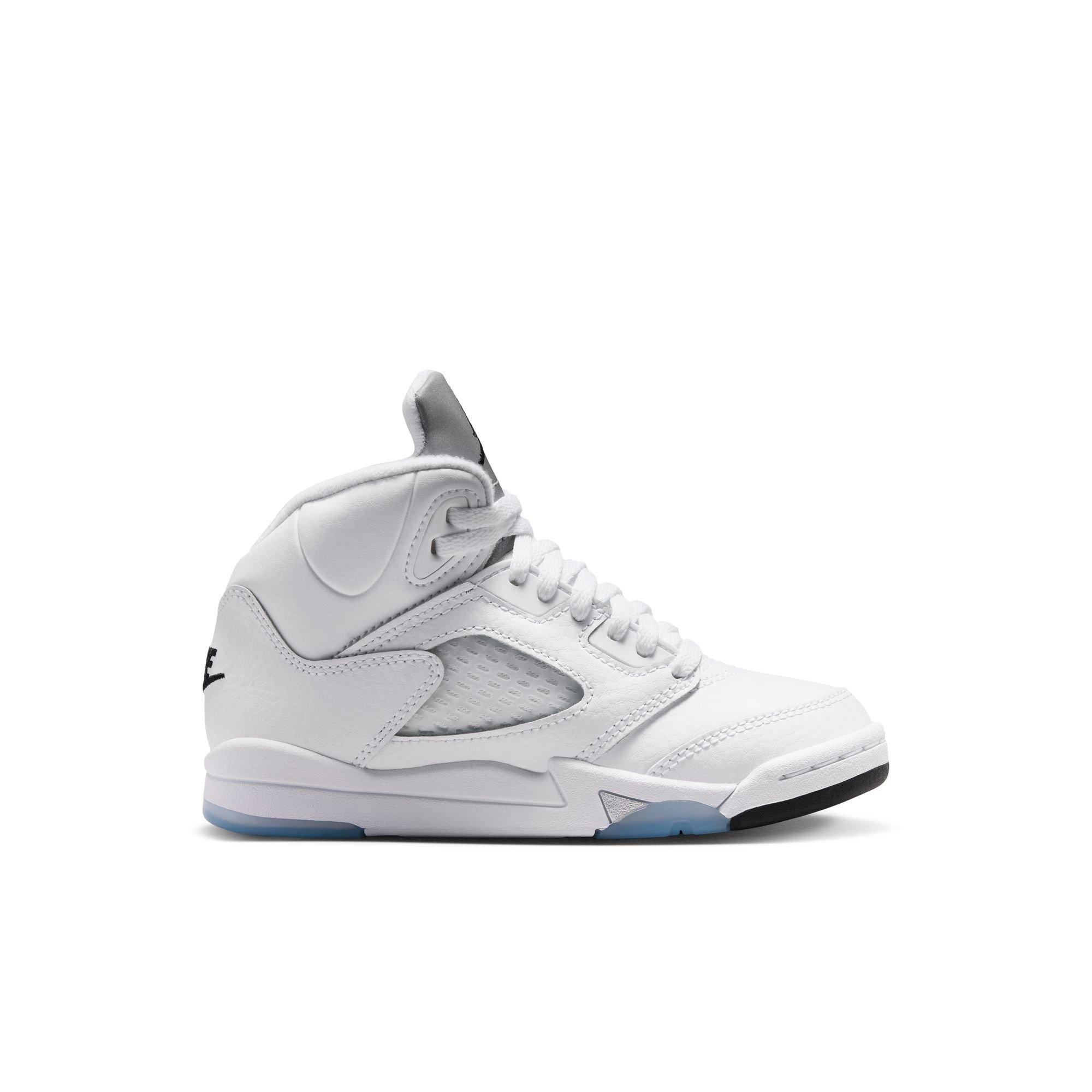 Jordan 5 Retro &ldquo;White Metallic&rdquo; Preschool Kids' Shoe - WHITE/BLACK/METALLIC SILVER Thumbnail View 3
