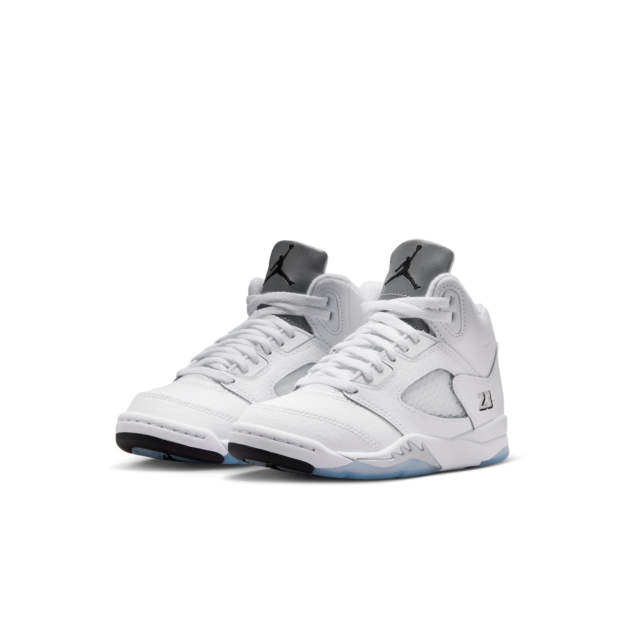 Jordan 5 Retro &ldquo;White Metallic&rdquo; Preschool Kids' Shoe - WHITE/BLACK/METALLIC SILVER Thumbnail View 4