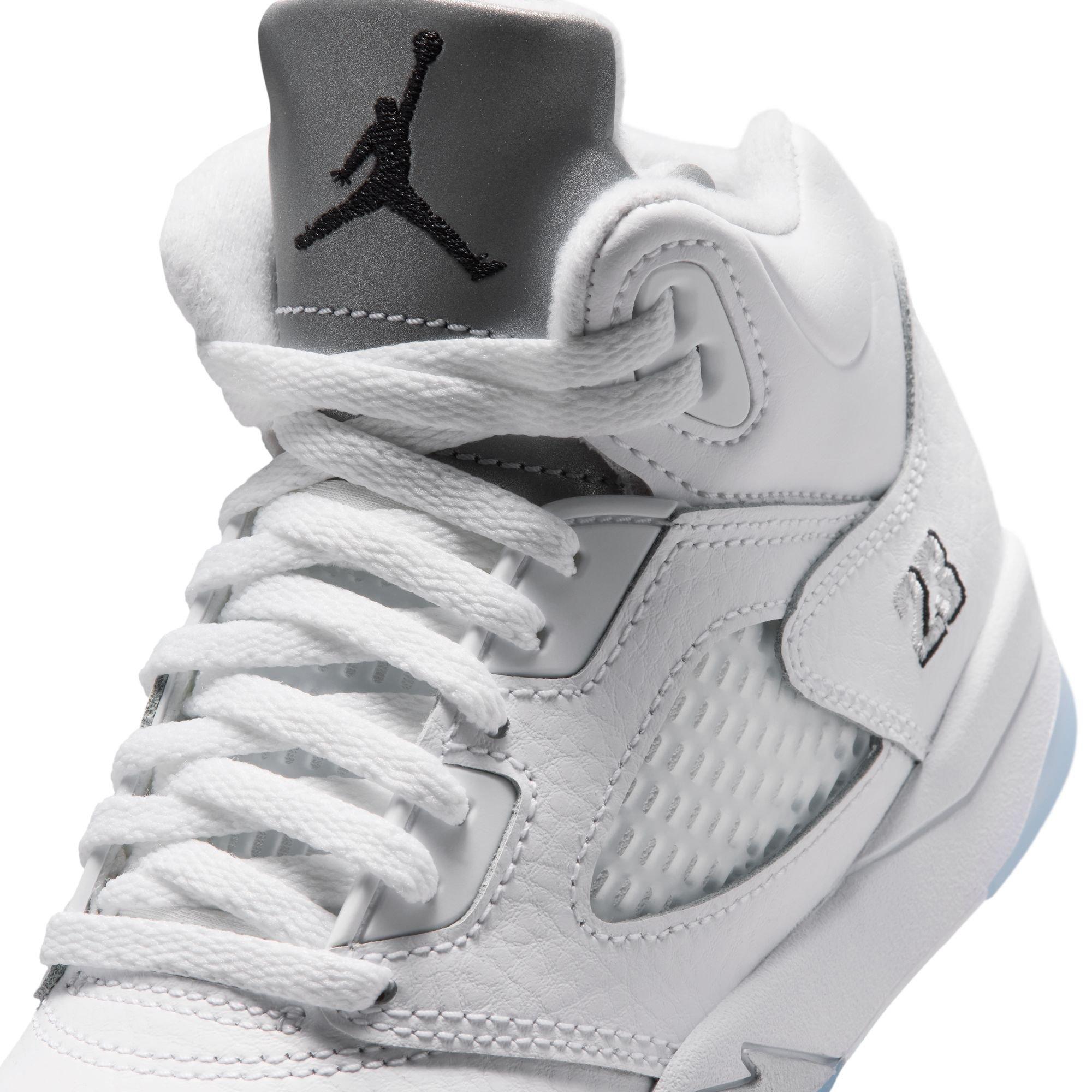 Jordan 5 Retro &ldquo;White Metallic&rdquo; Preschool Kids' Shoe - WHITE/BLACK/METALLIC SILVER Thumbnail View 5