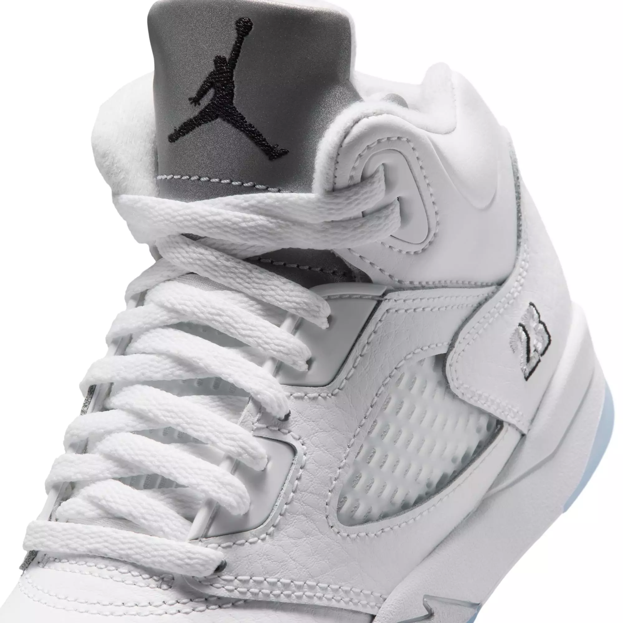 Jordan 5 Retro &ldquo;White Metallic&rdquo; Preschool Kids' Shoe - WHITE/BLACK/METALLIC SILVER