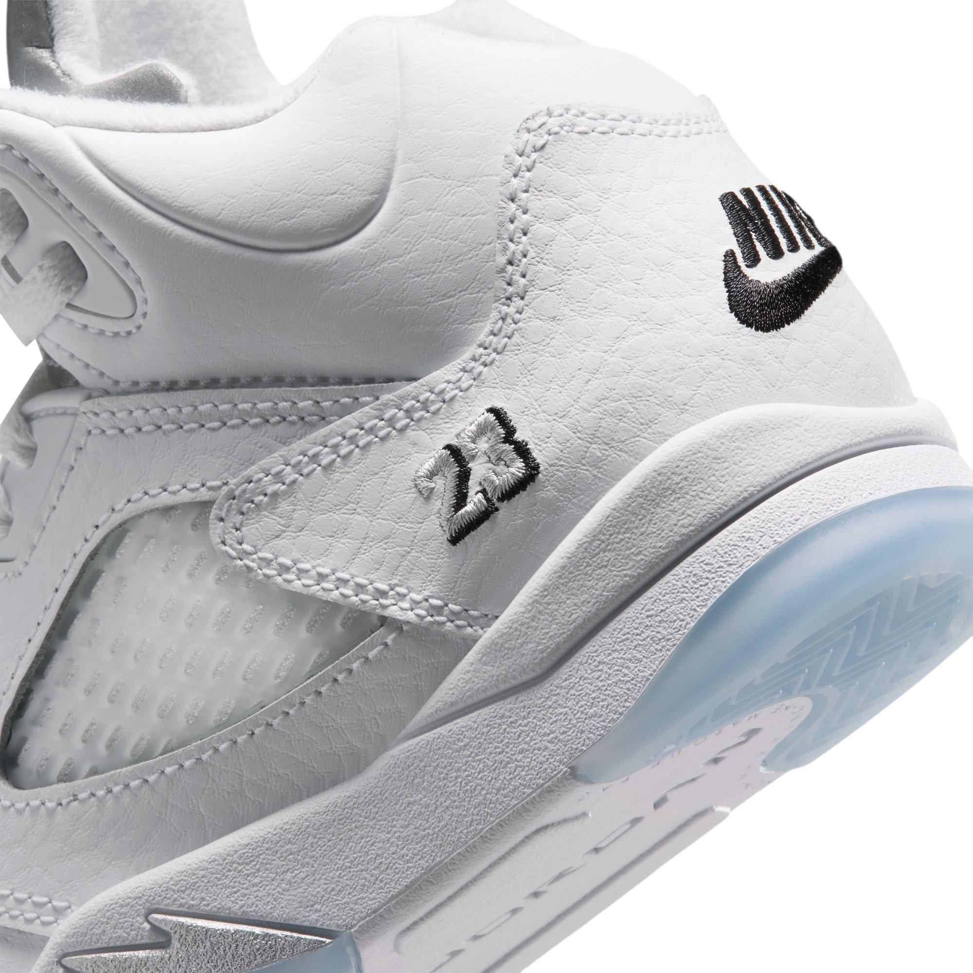 Jordan 5 Retro &ldquo;White Metallic&rdquo; Preschool Kids' Shoe - WHITE/BLACK/METALLIC SILVER Thumbnail View 6
